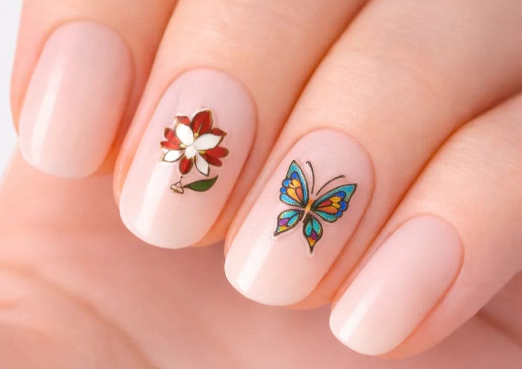 Metallic Butterfly & Flower Nail Stickers