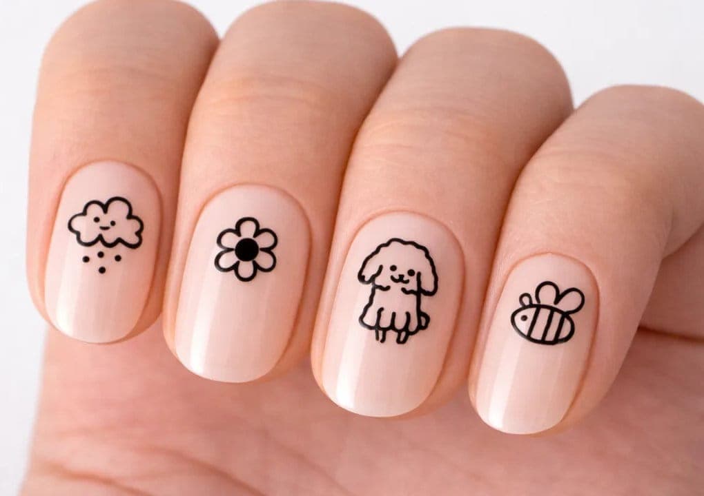 Playful Black & White Nail Stickers