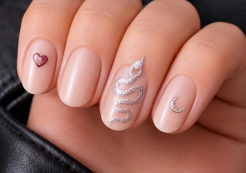 Silver Glitter Nail Stickers