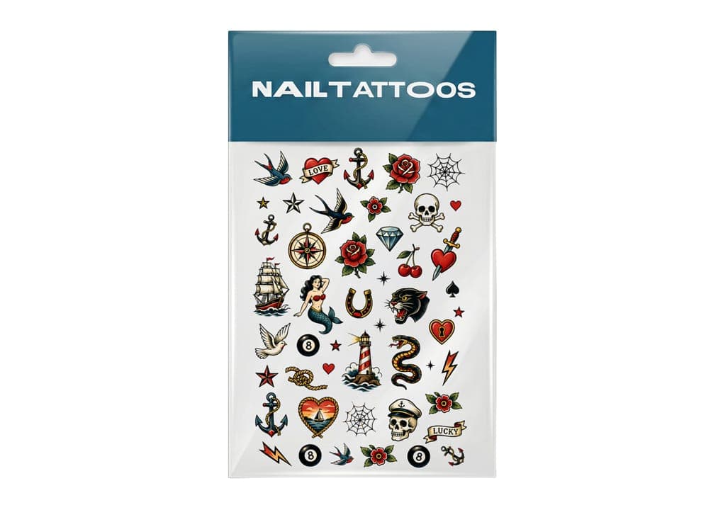 Classic old school tattoo nail stickers