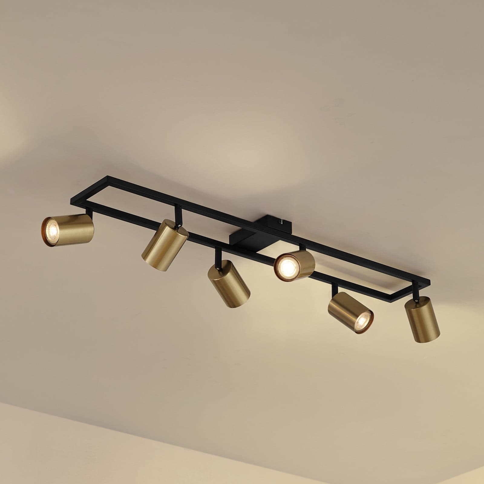 Bravius downlight, messing, 6 lyskilder, jern - Lindby - Stue - Moderne - Metall - Med flere lyskilder