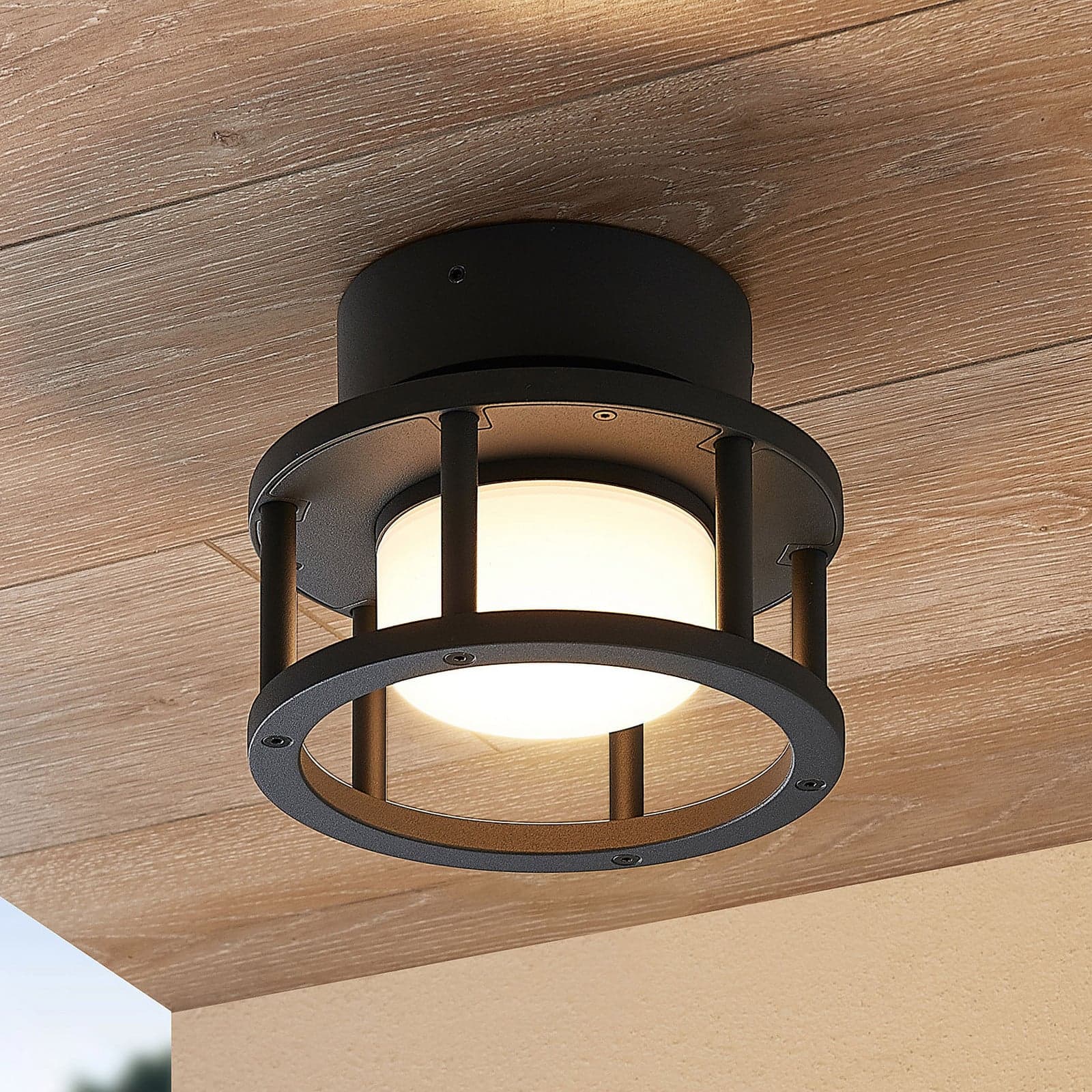 Berenike Utendørs Taklampe Dark Grey - Lucande - Balkong - Moderne - Aluminium - Rund