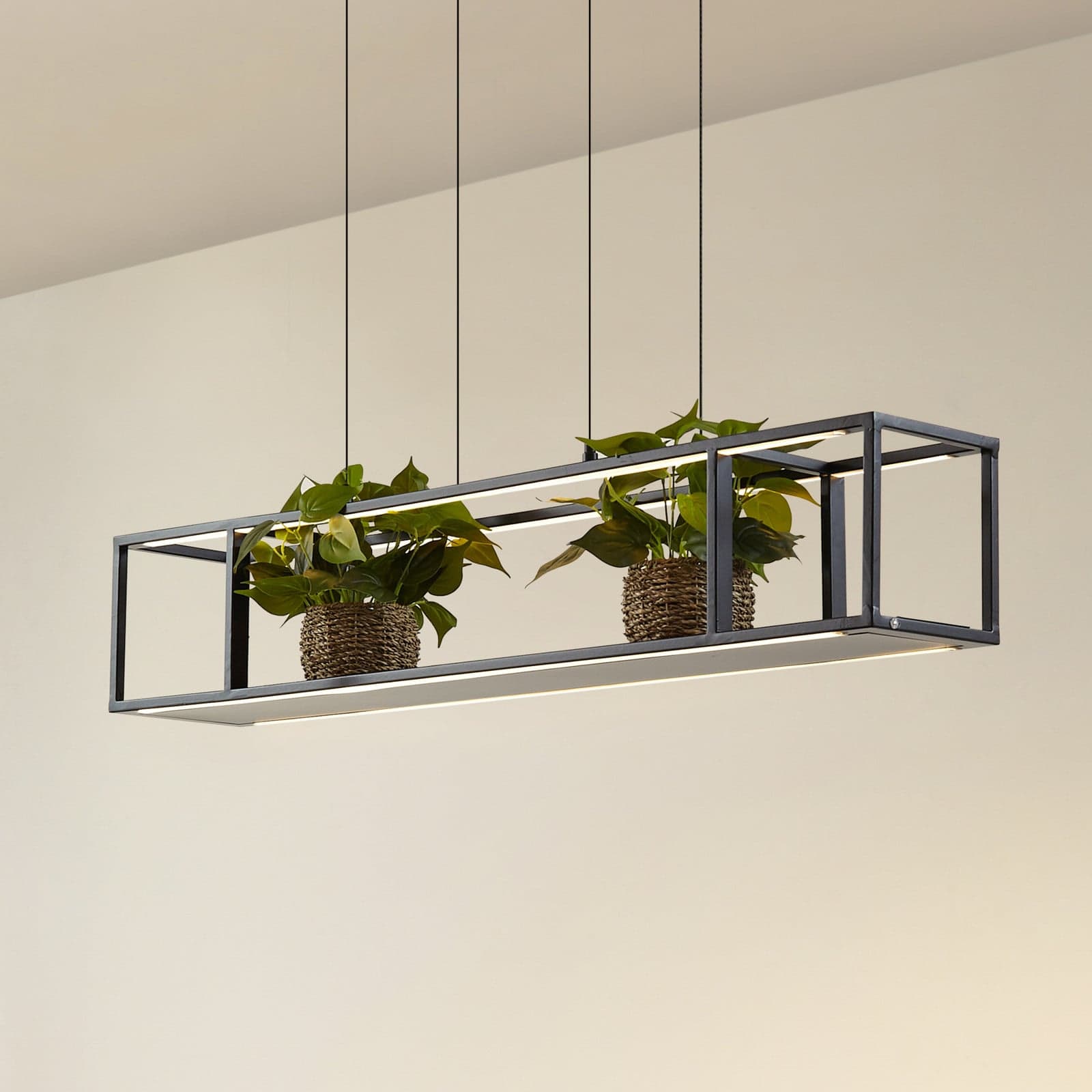 Estante LED-hengelampe, dimbar, 110 cm, svart - Lucande - Stue - Moderne - Metall - Med en lyskilde