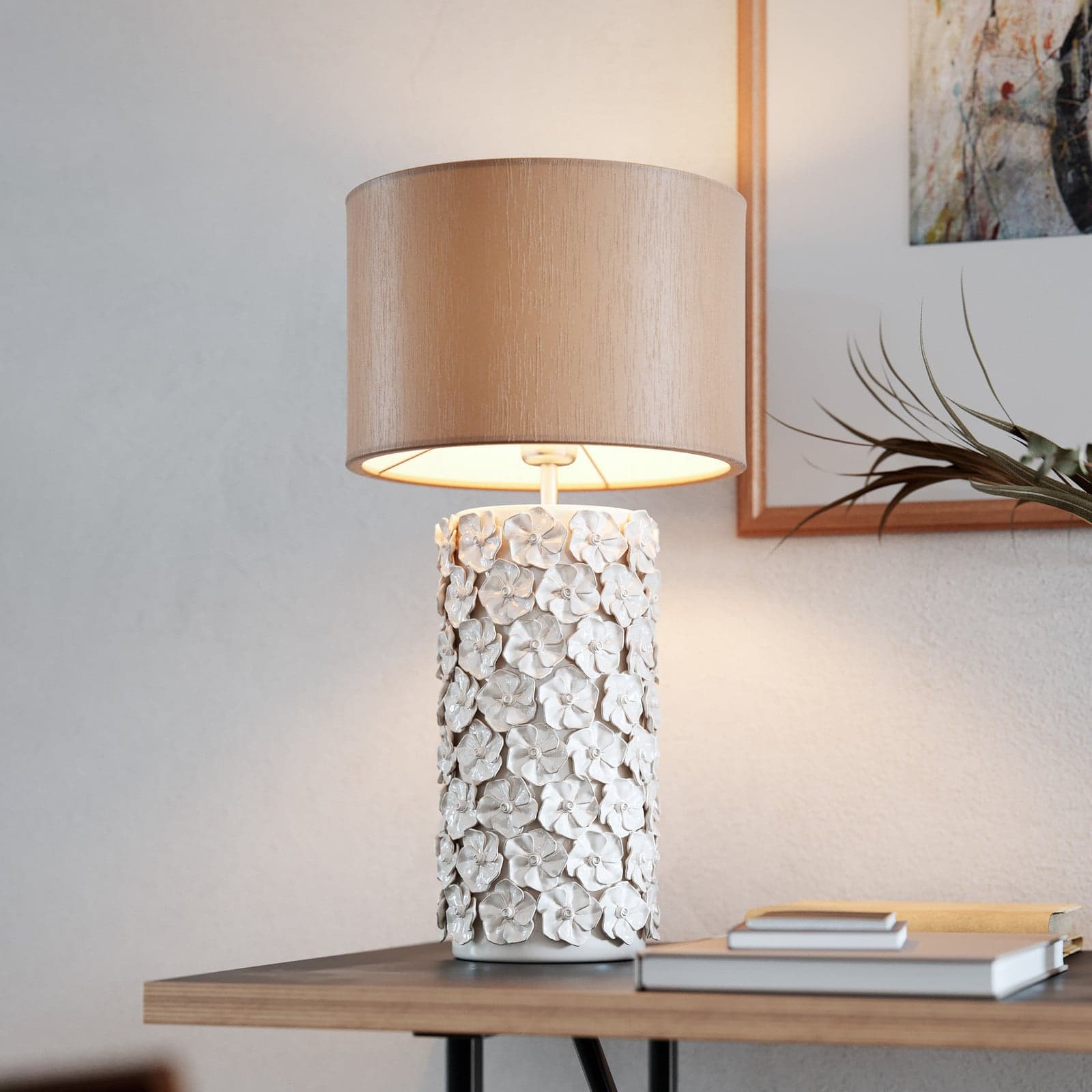 Fiore Bordlampe H54 Beige - By Rydéns - Stue - Keramikk - Med skjerm