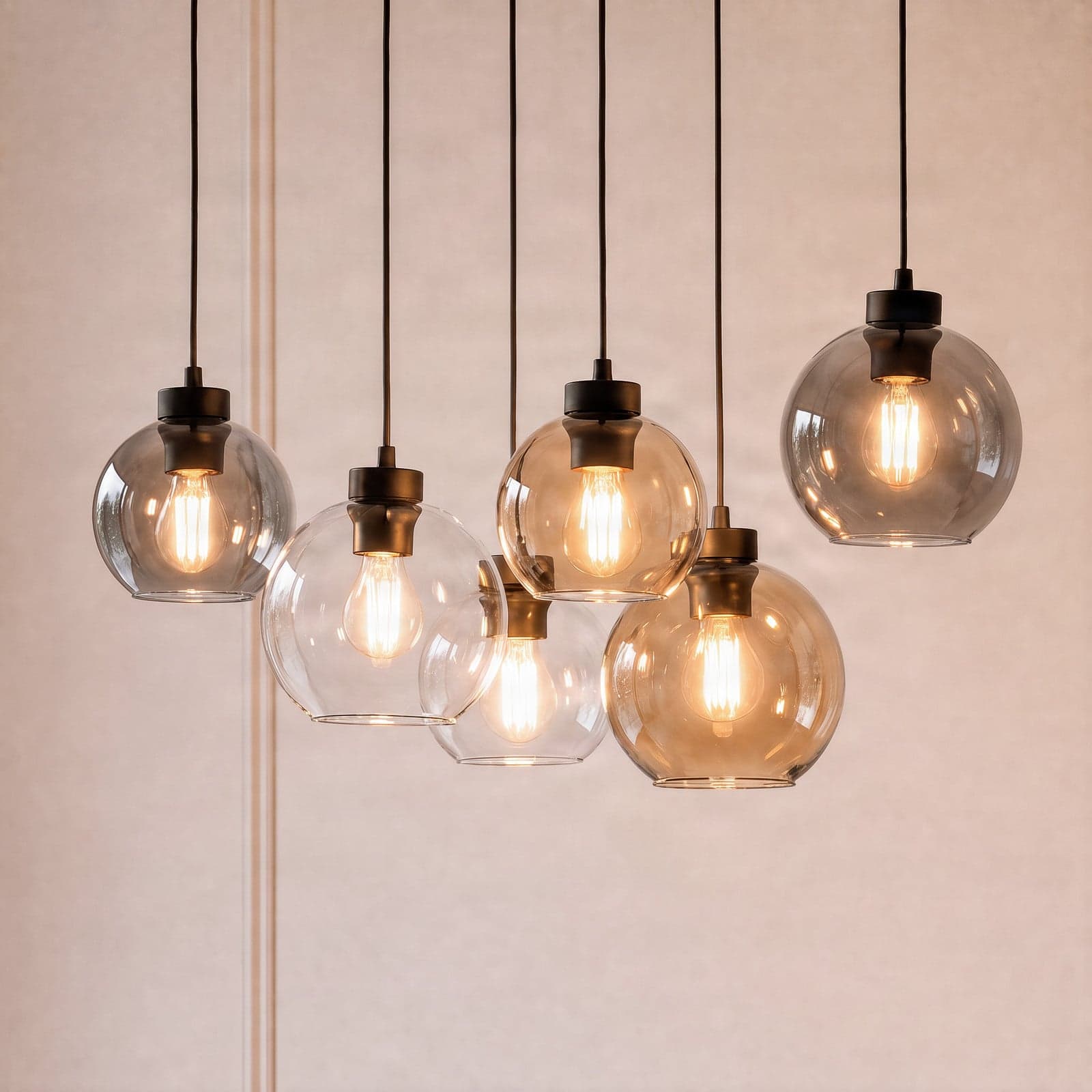 Cubus 6 Pendel Clear/Smoke/Amber - Euluna TK Lighting - Stue - Moderne - Glass - Med flere lyskilder