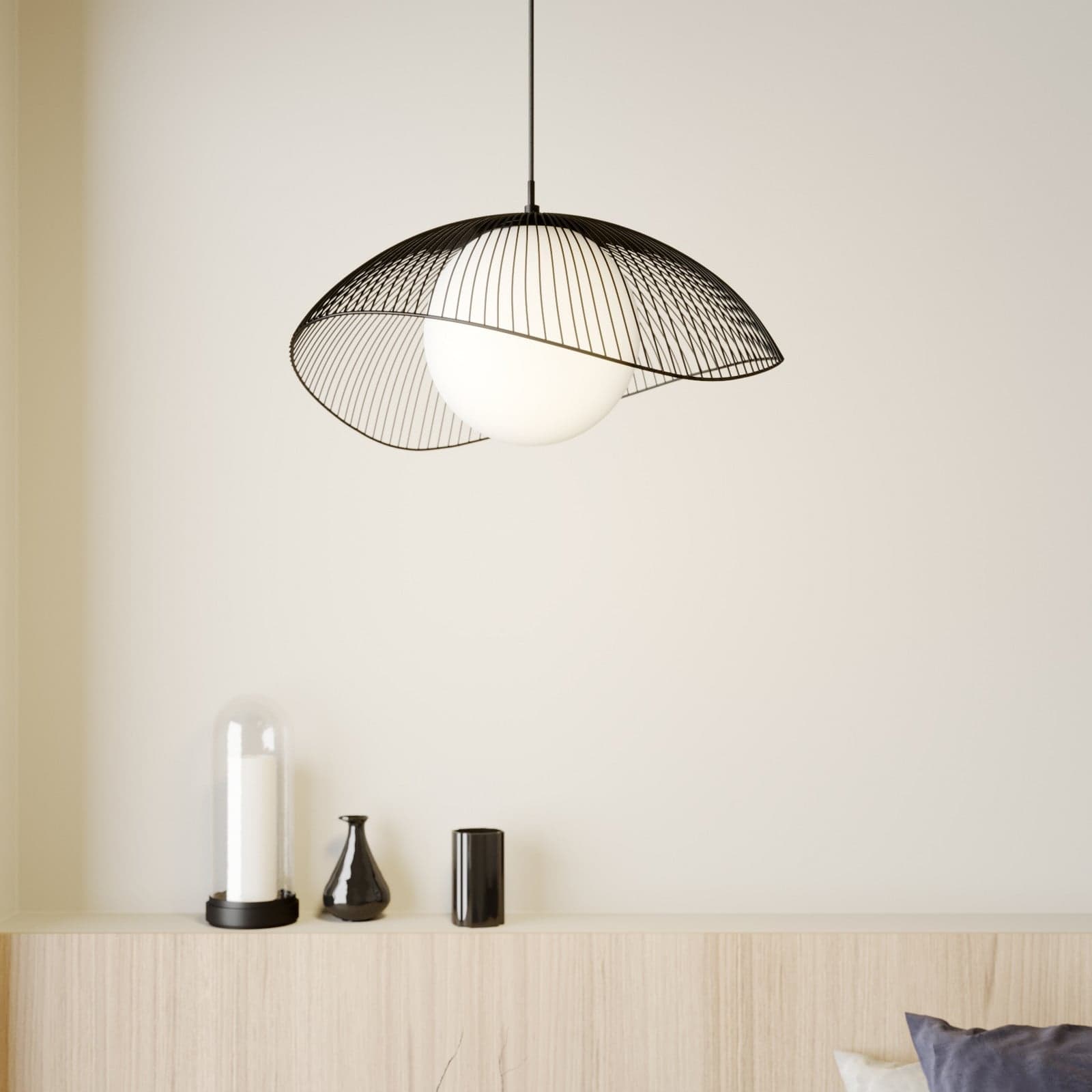 Fabronia Pendel Opal/Black - Lindby - Stue - Moderne - Metall - Med en lyskilde