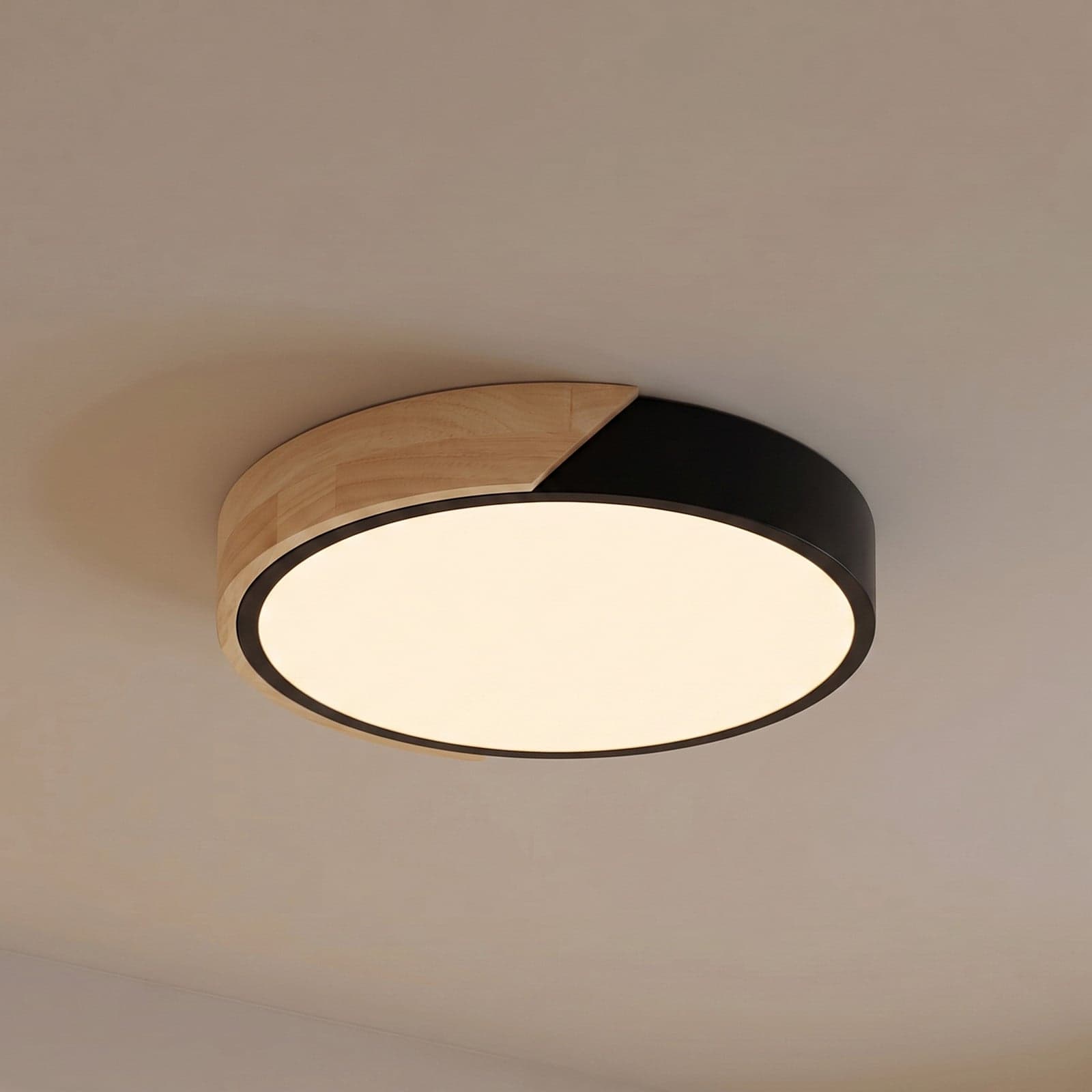 Lynorri LED-taklampe, Ø 31 cm, svart, treimitasjon – PRIOS - Stue - Moderne - Plast - Rund