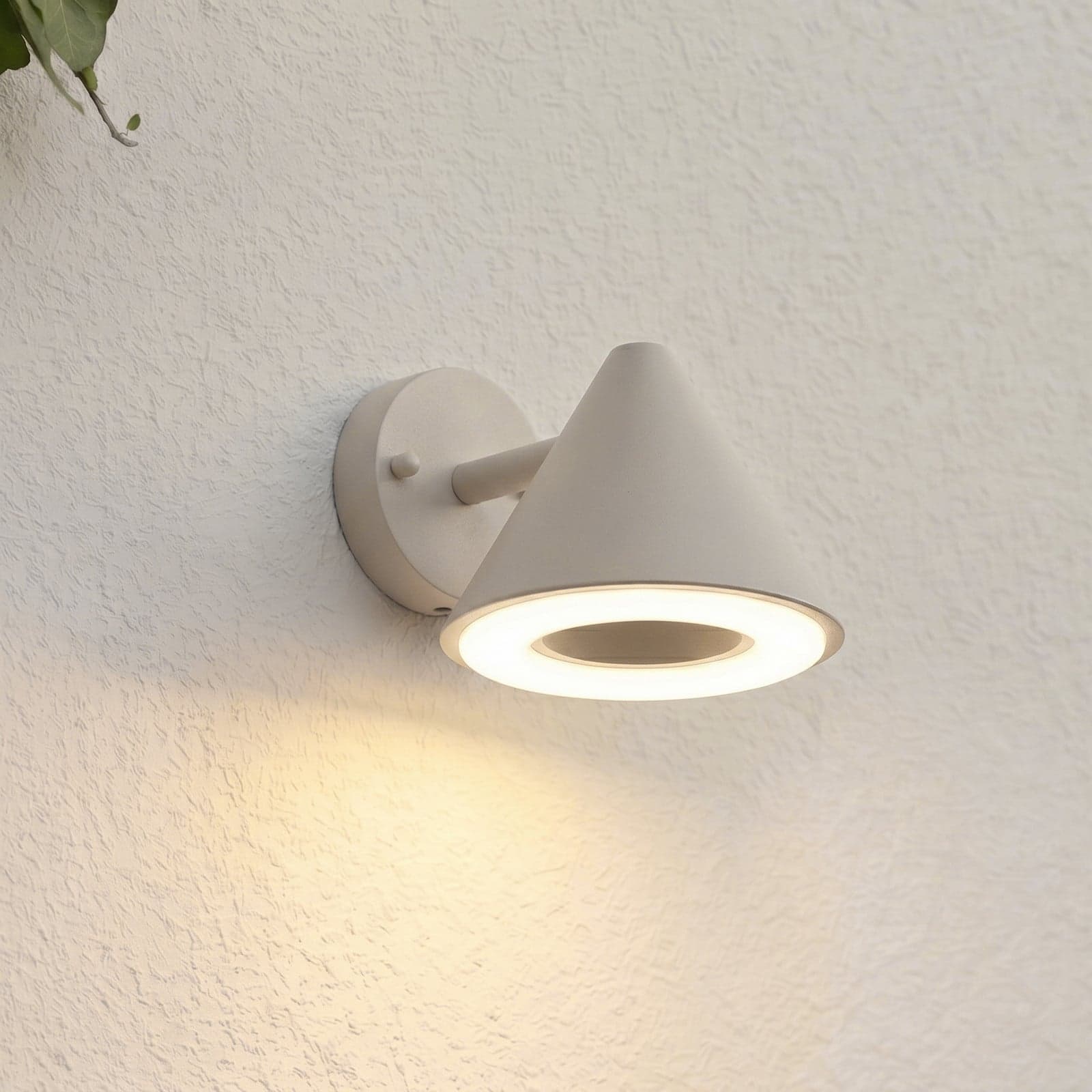 Soran utendørs LED-vegglampe, metall, høyde 12 cm, taupe, IP44 – Lindby - Moderne - Med en lyskilde