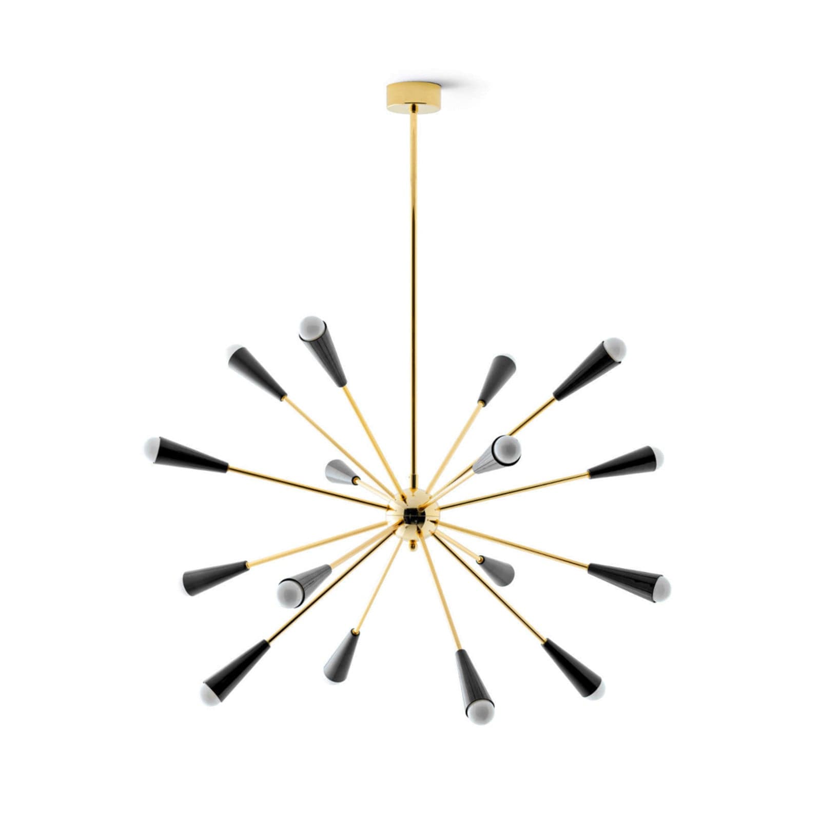 Sputnik LED-hengelampe, 16-flg., gull/svart - Stilnovo - Stue - Design - Metall - Med flere lyskilder