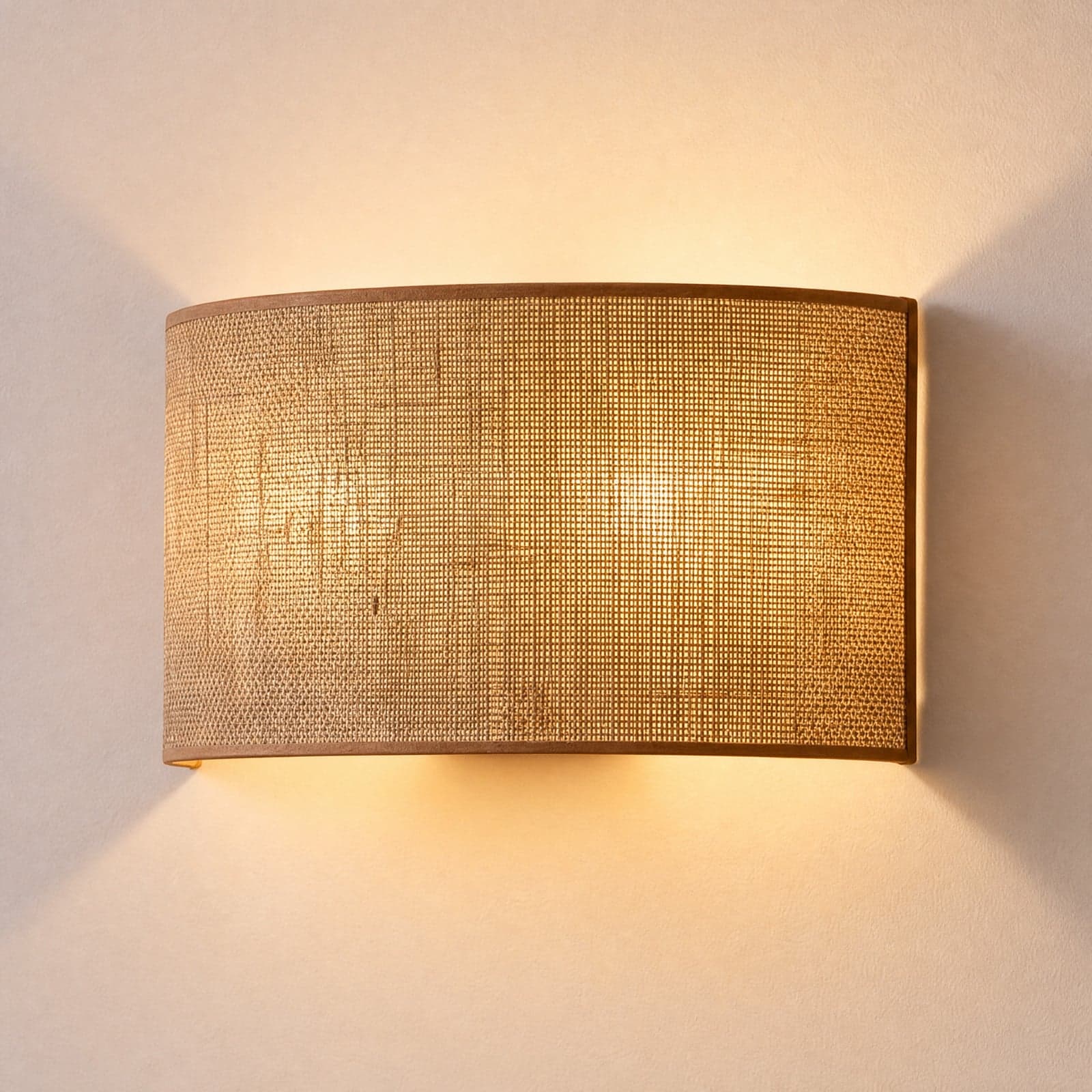 Nature vegglampe i jute, bredde 40 cm, tekstil, opp/ned – Duolla - Stue - Boho - Stoff / Tekstil - Med flere lyskilder