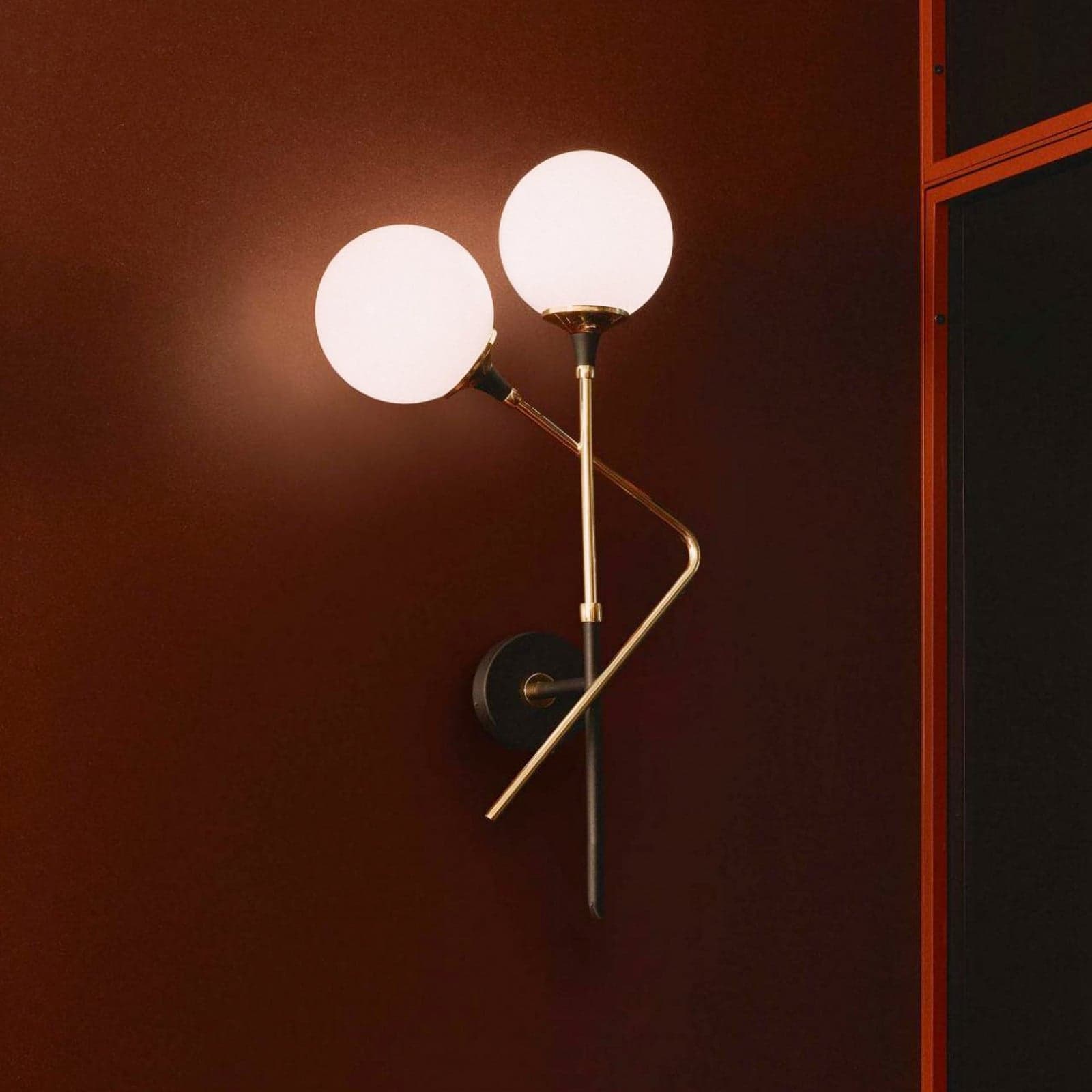 Galassia vegglampe, øverst/høyre, gullfarget 2-fløyet - Stilnovo - Stue - Design - Messing - Med flere lyskilder