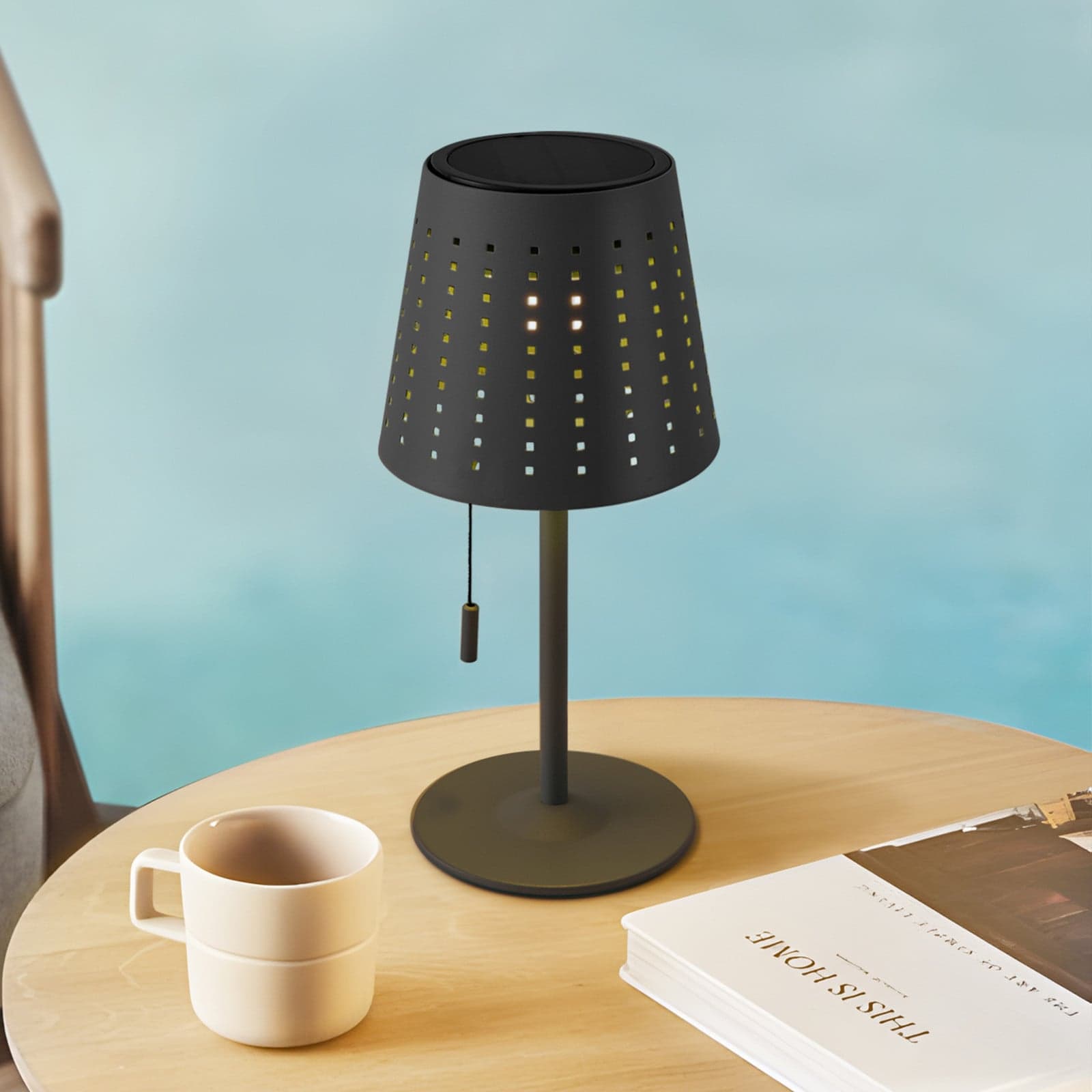 Hilario Portable Solcelle Bordlampe Svart - Lindby - Balkong - Metall - Med en lyskilde