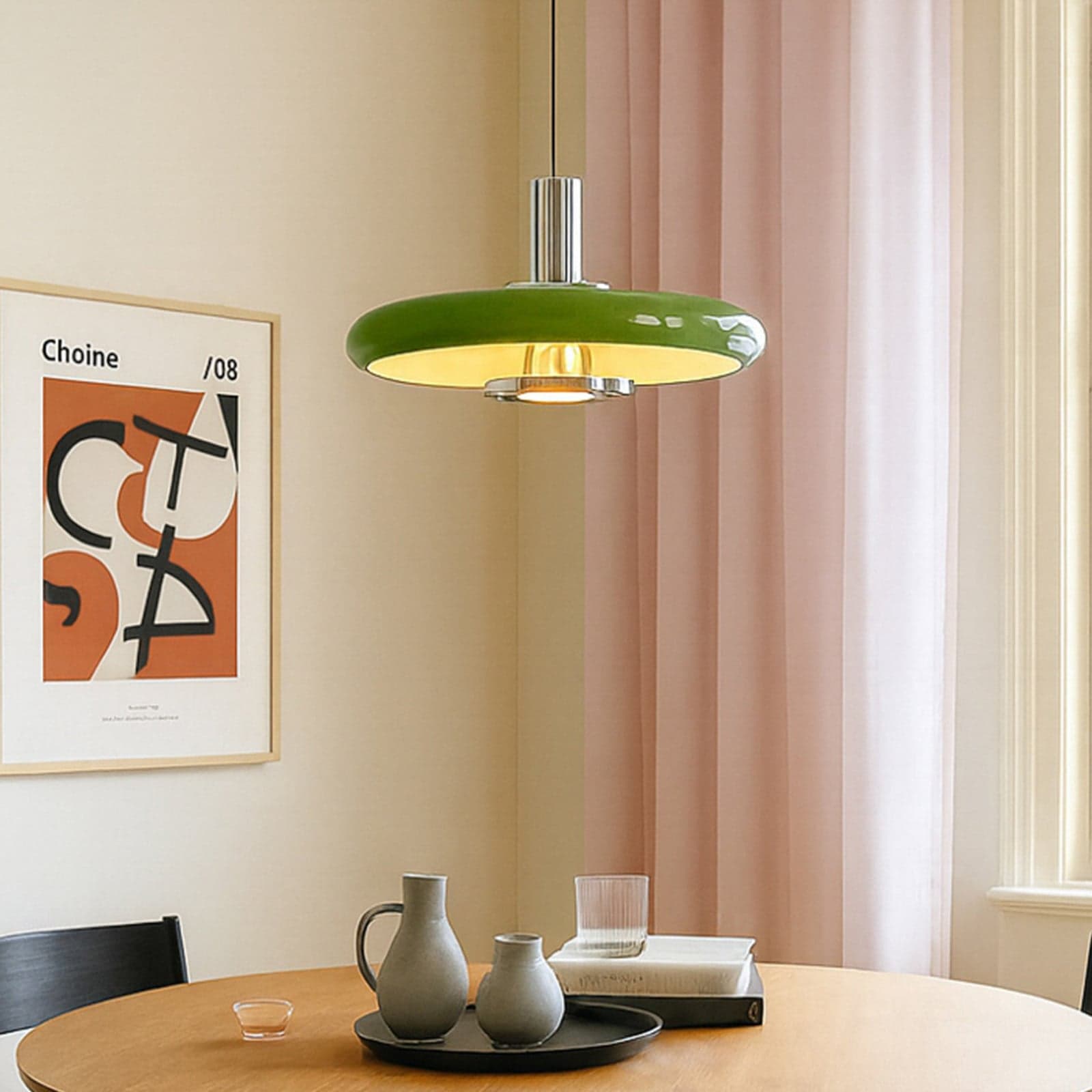 Branford hengelampe, retro, Ø 35 cm, grønn, metall – Lindby - Stue - Vintage - Med en lyskilde