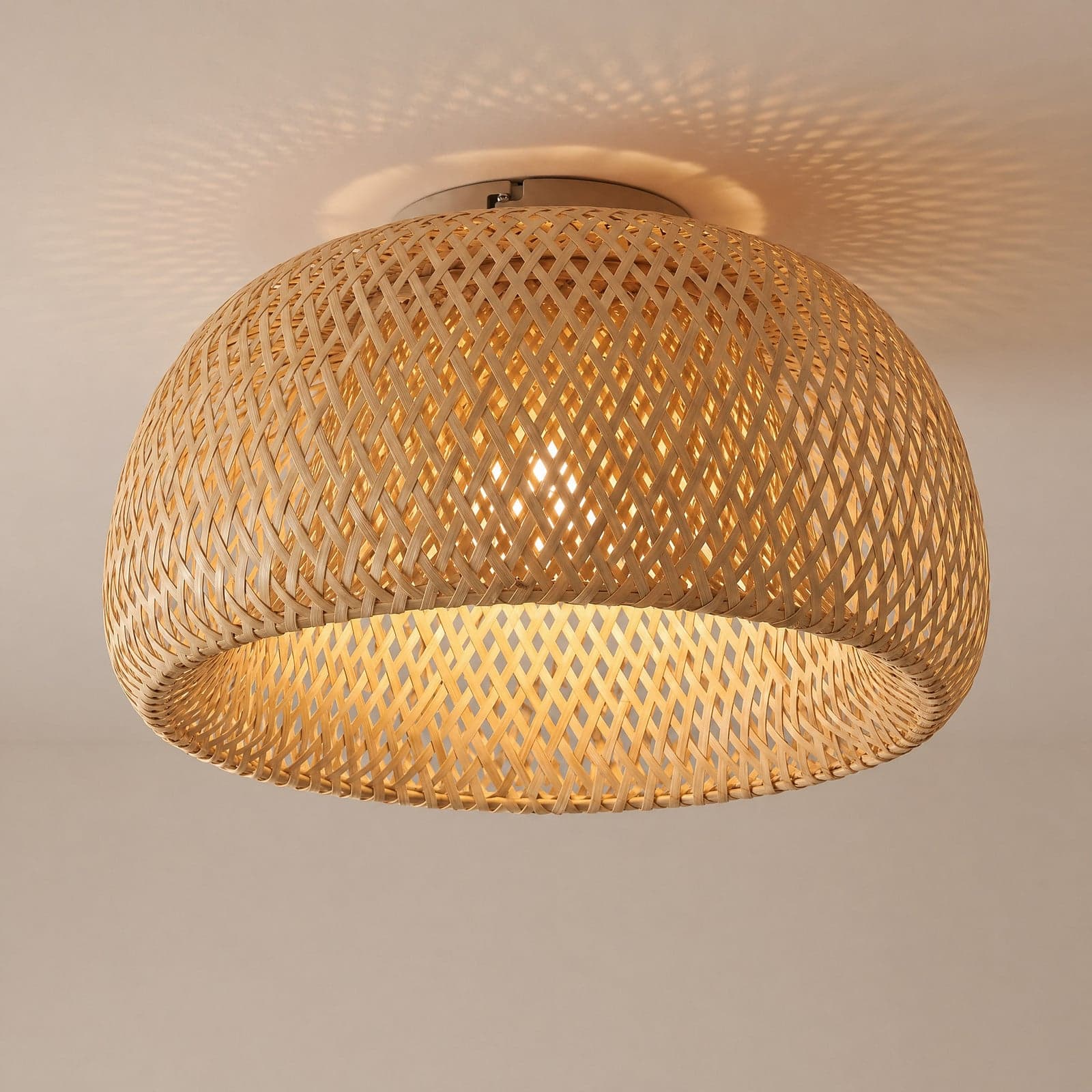 Jadwiga taklampe, bambus, Ø 45 cm, E27, tre – Lindby - Stue - Skandinavisk - Med en lyskilde