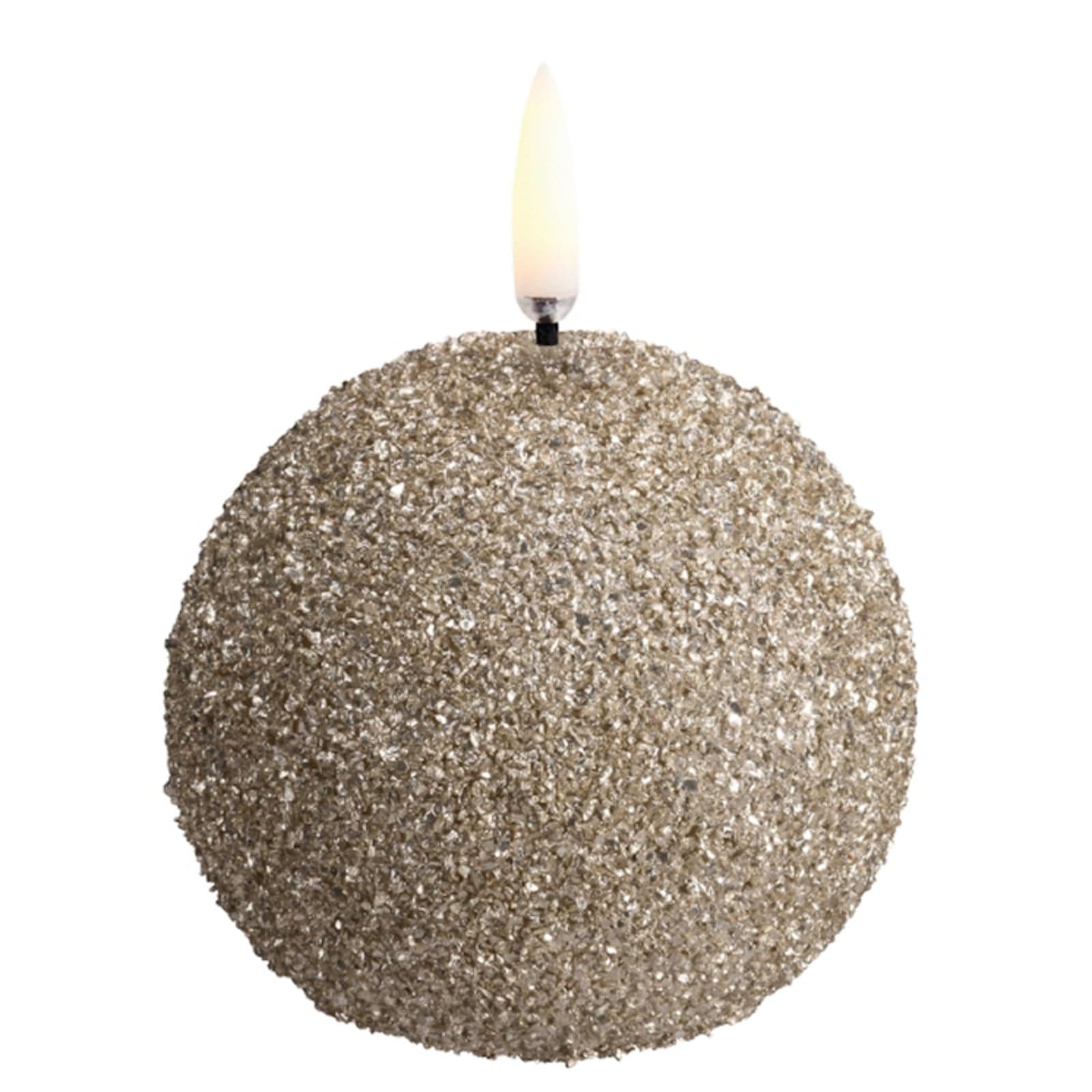 ROUND LED-stearinlys, kremfarget, Ø 7 cm, glitter – Uyuni Lighting - Stue - Annet - Med en lyskilde