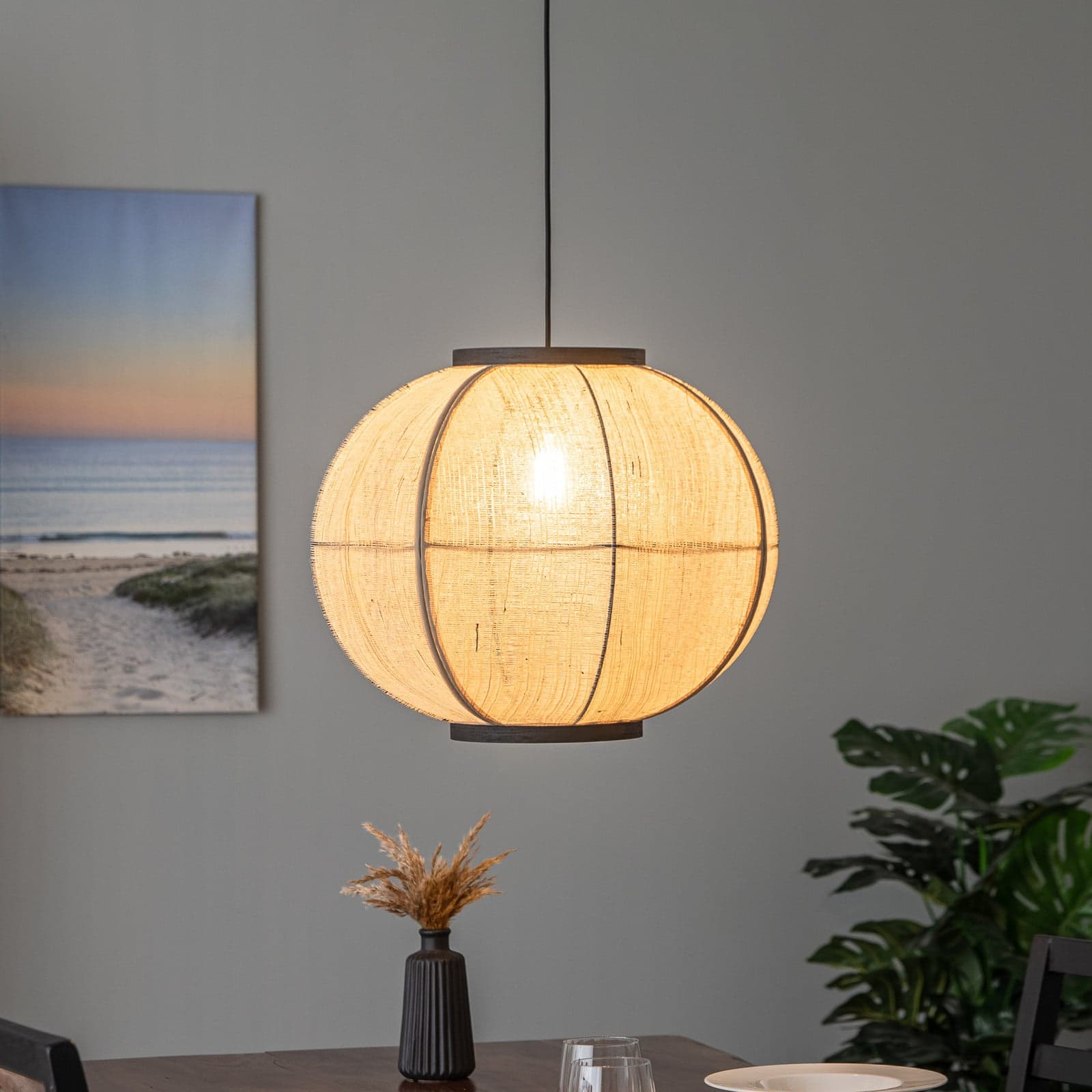 Aurinil Pendel Nature - Lindby - Stue - Rustikk - Stoff / Tekstil - Med en lyskilde