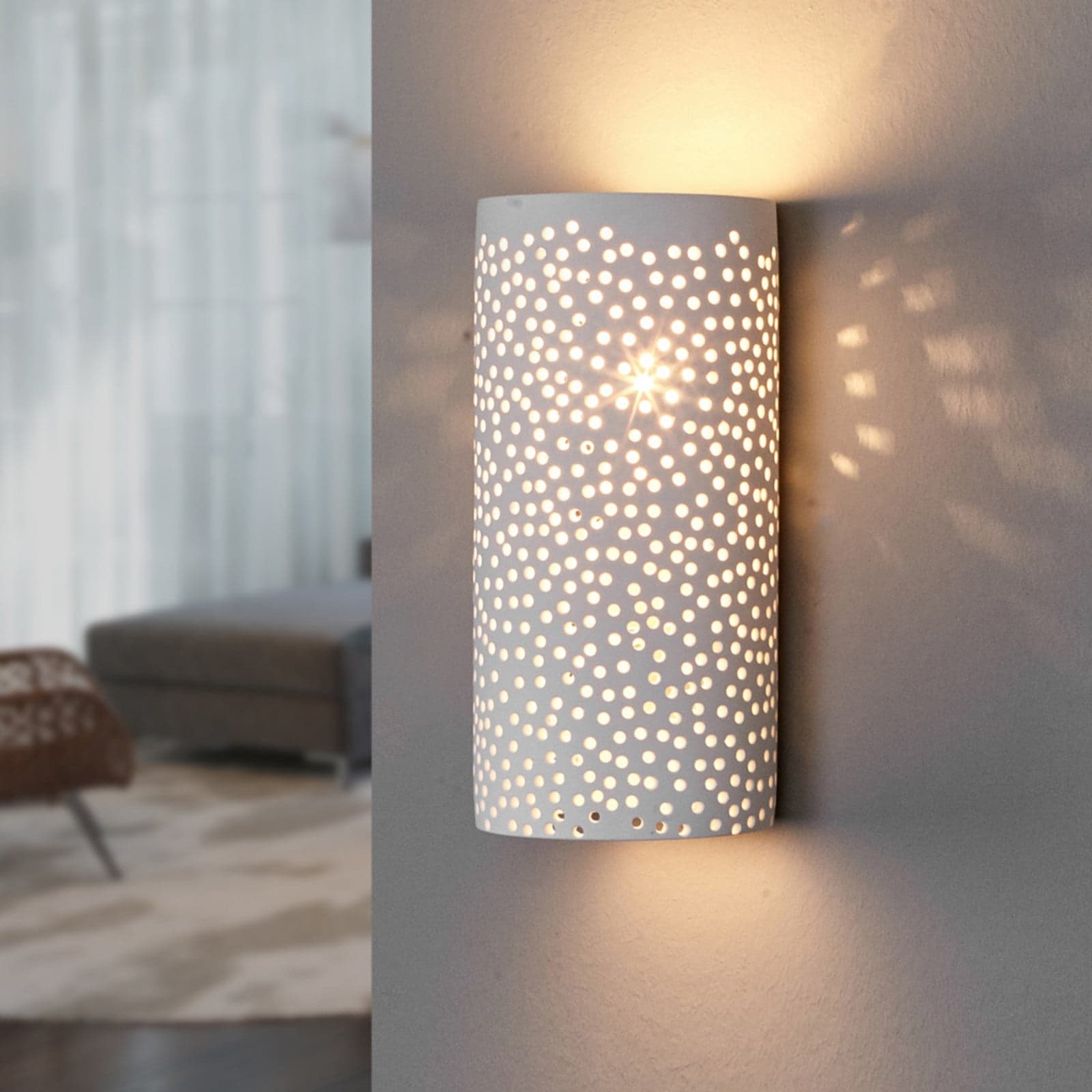 Jiru Vegglampe White - Lindby - Entré - Moderne - Gips / Leire - Kantet