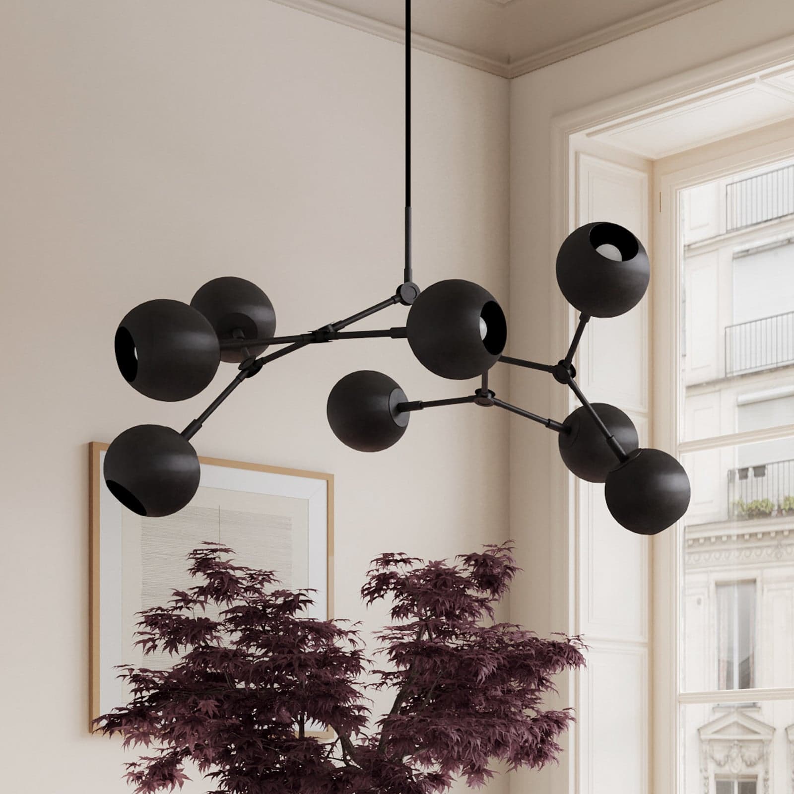 Drop Globe Mini lysekrone, svart, 95 cm – 101 Copenhagen - Stue - Moderne - Aluminium - Med flere lyskilder