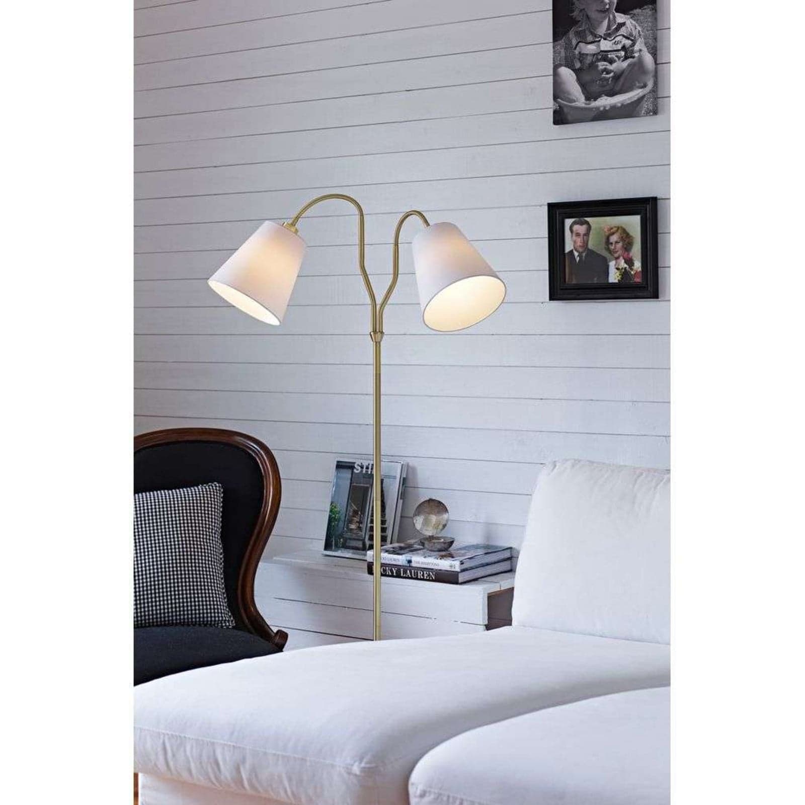 Modena 2 Gulvlampe Messing/Hvit - Markslöjd - Stue - Metall