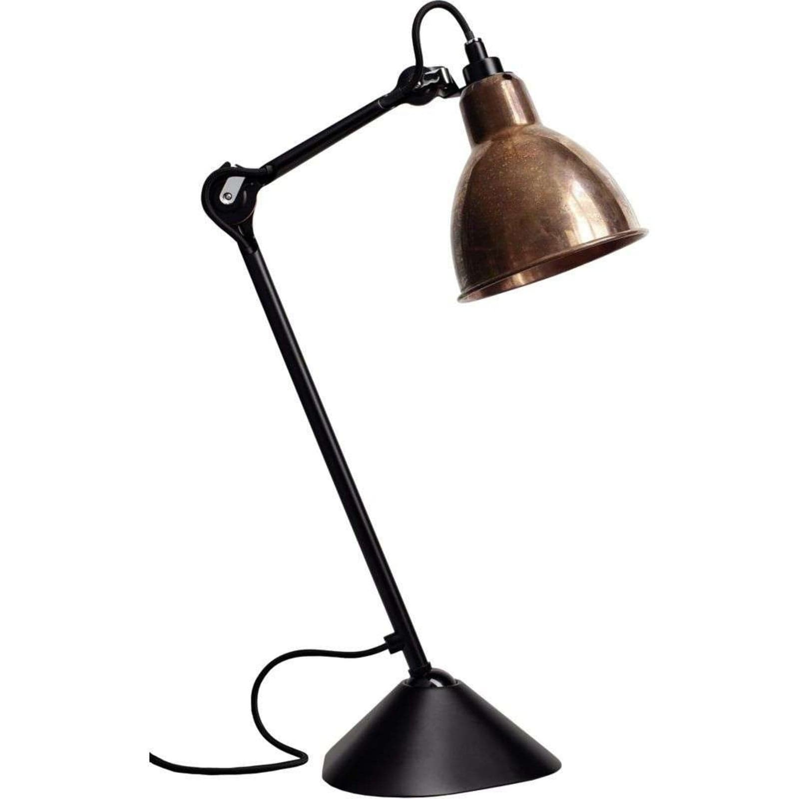 Lampe Gras 205 bordlampe, svart/råkobber – DCW - Arbeidsrom / kontor - Metall