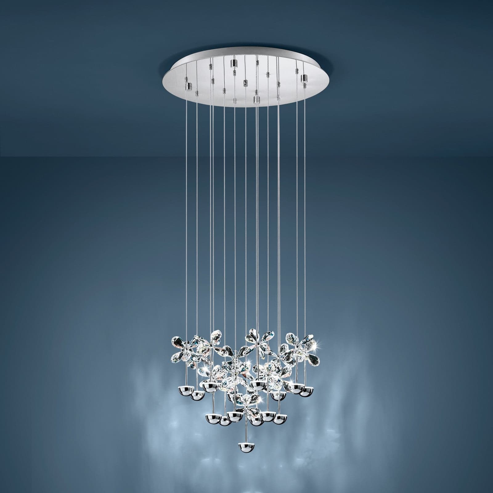 Pianopoli hengelampe krom 50x113 cm - EGLO Stars of Light - Spisestue - Design - Rustfritt stål - Rund