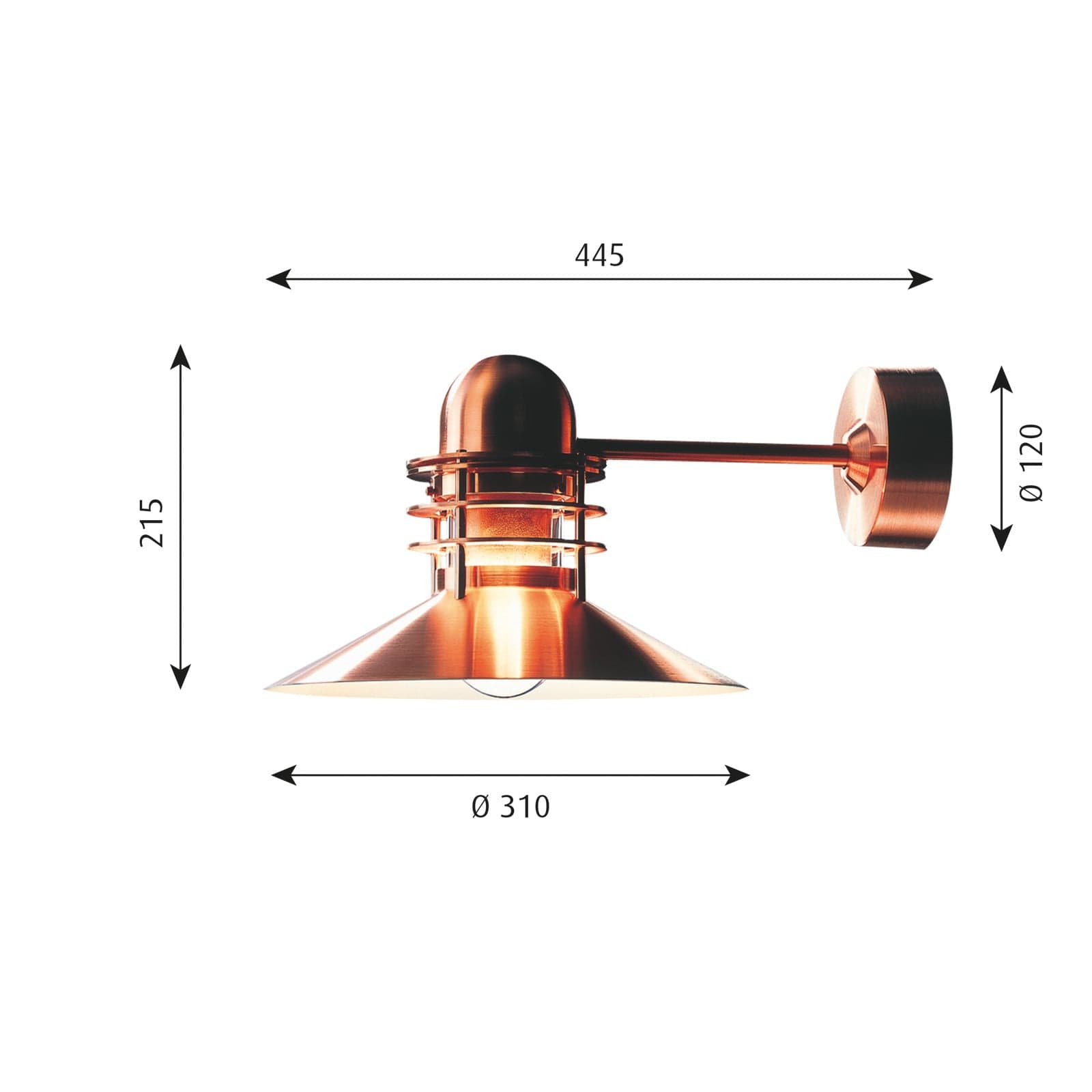 Nyhavn Vegglampe Kobber - Louis Poulsen - Design - Metall - Med en lyskilde