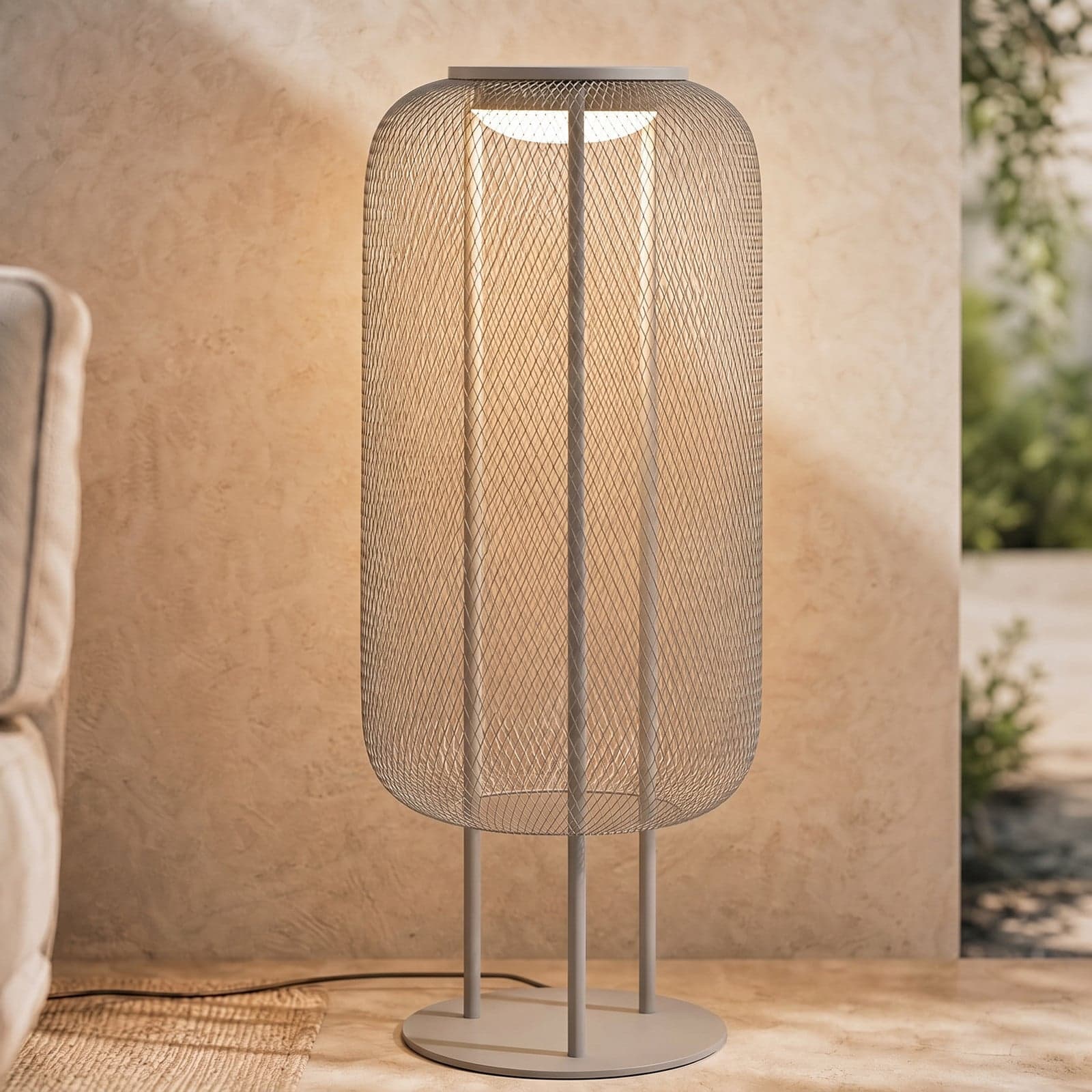 Korvyn utendørs LED-gulvlampe, steingrå, høyde 80 cm, IP44 – Lucande - Design - Metall - Med en lyskilde