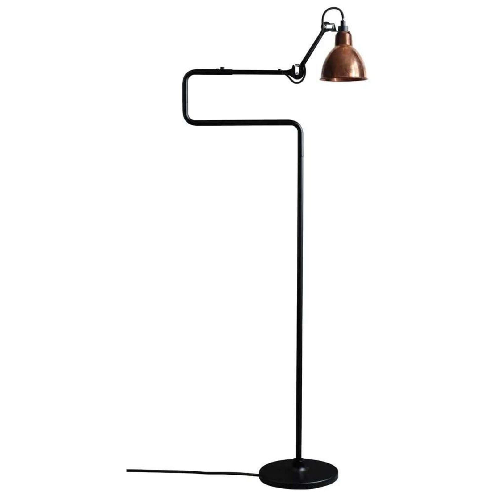 Lampe Gras 411 gulvlampe, svart/rå kobber/hvit – DCW - Stue - Metall
