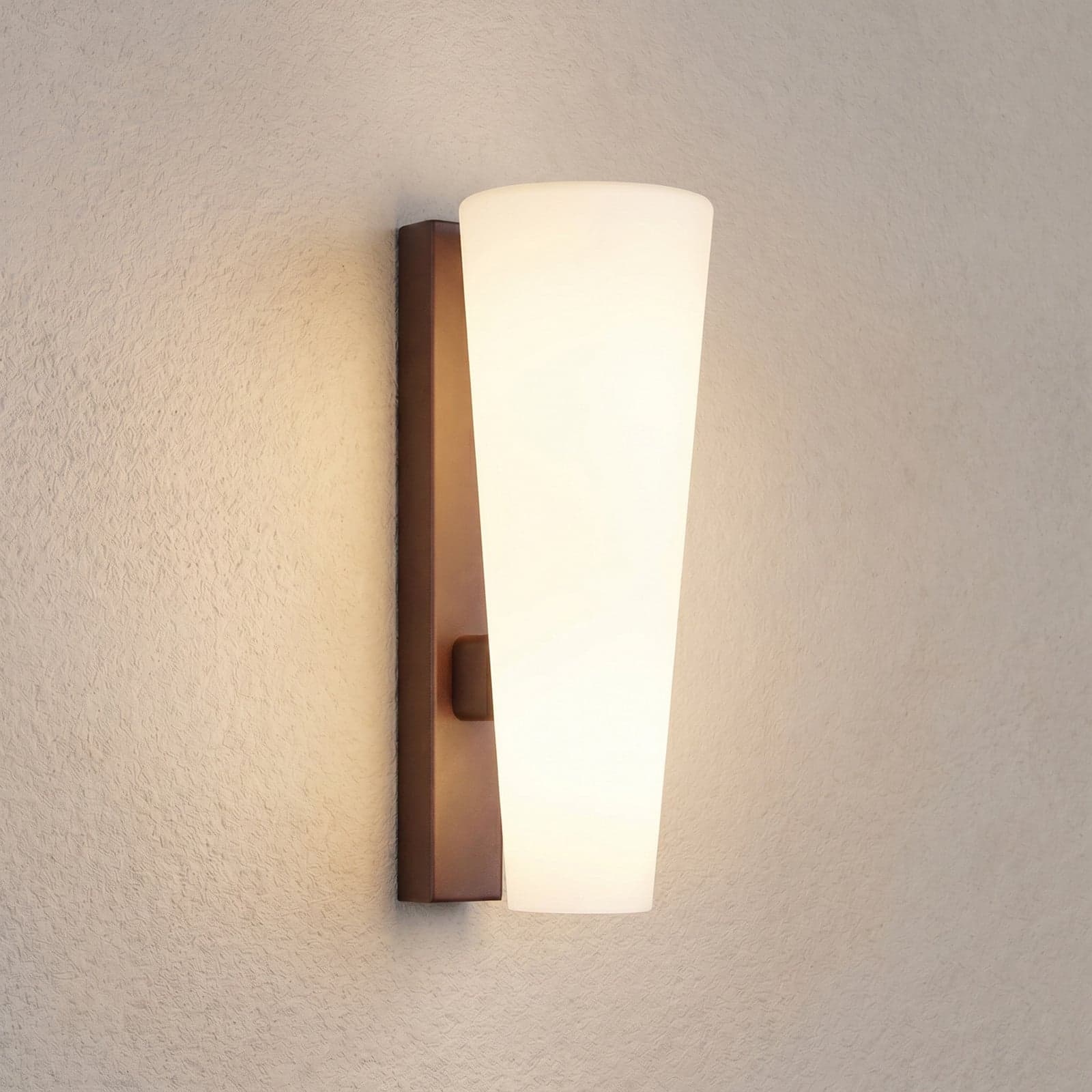 Jovra utendørs LED-vegglampe, corten, høyde 32 cm – Lucande - Moderne - Glass - Med en lyskilde