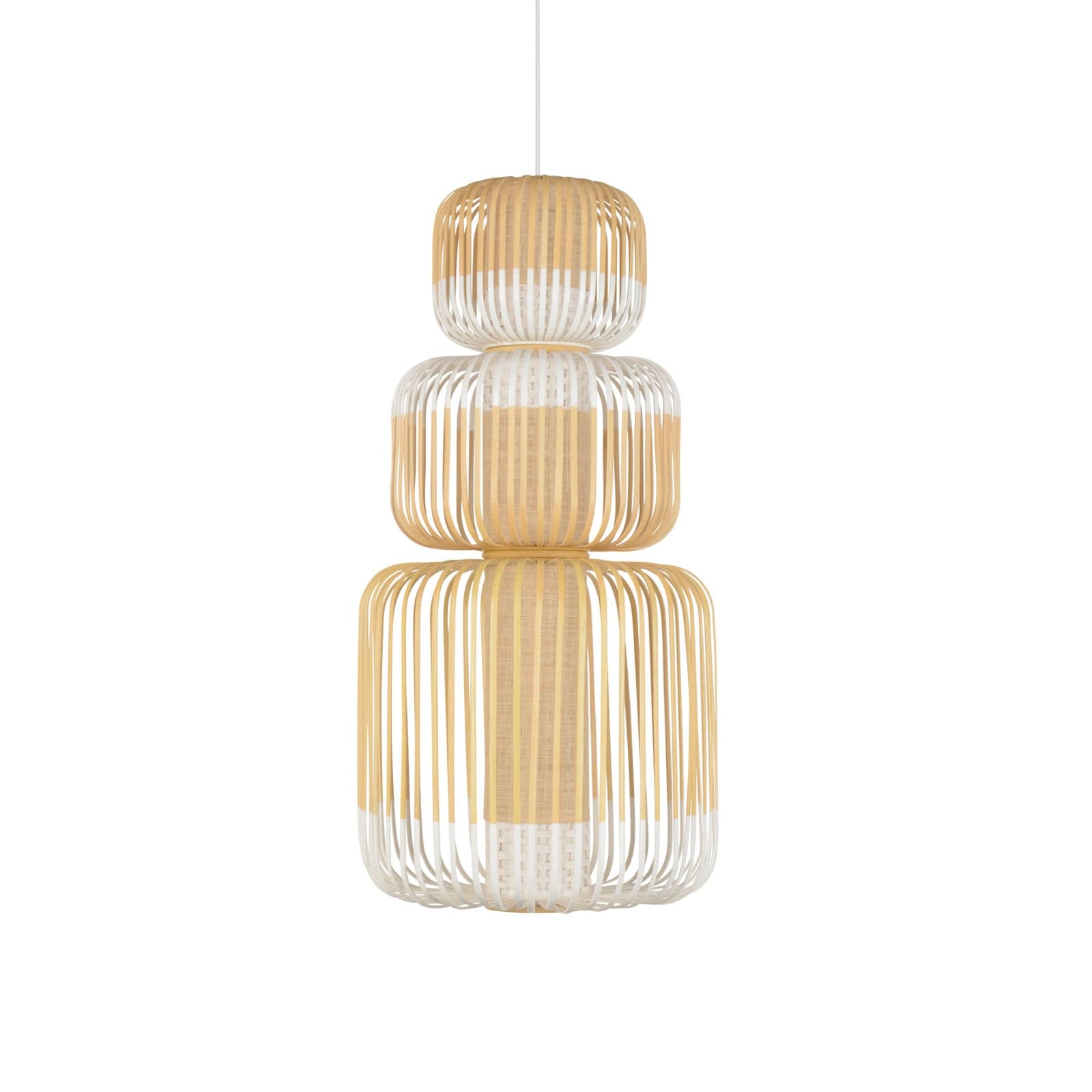 Bamboo Totem hengelampe, hvit, høyde 89,4 cm - Forestier - Stue - Design - Bambus - Med flere lyskilder