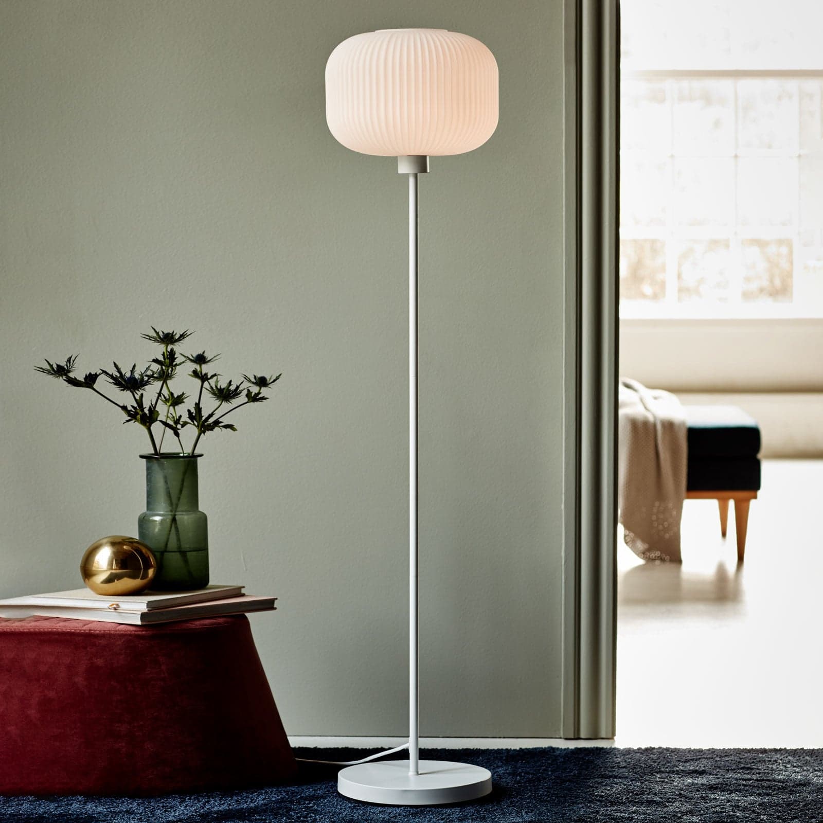 Milford Gulvlampe White/Opal - Nordlux - Stue - Skandinavisk - Glass - Med skjerm