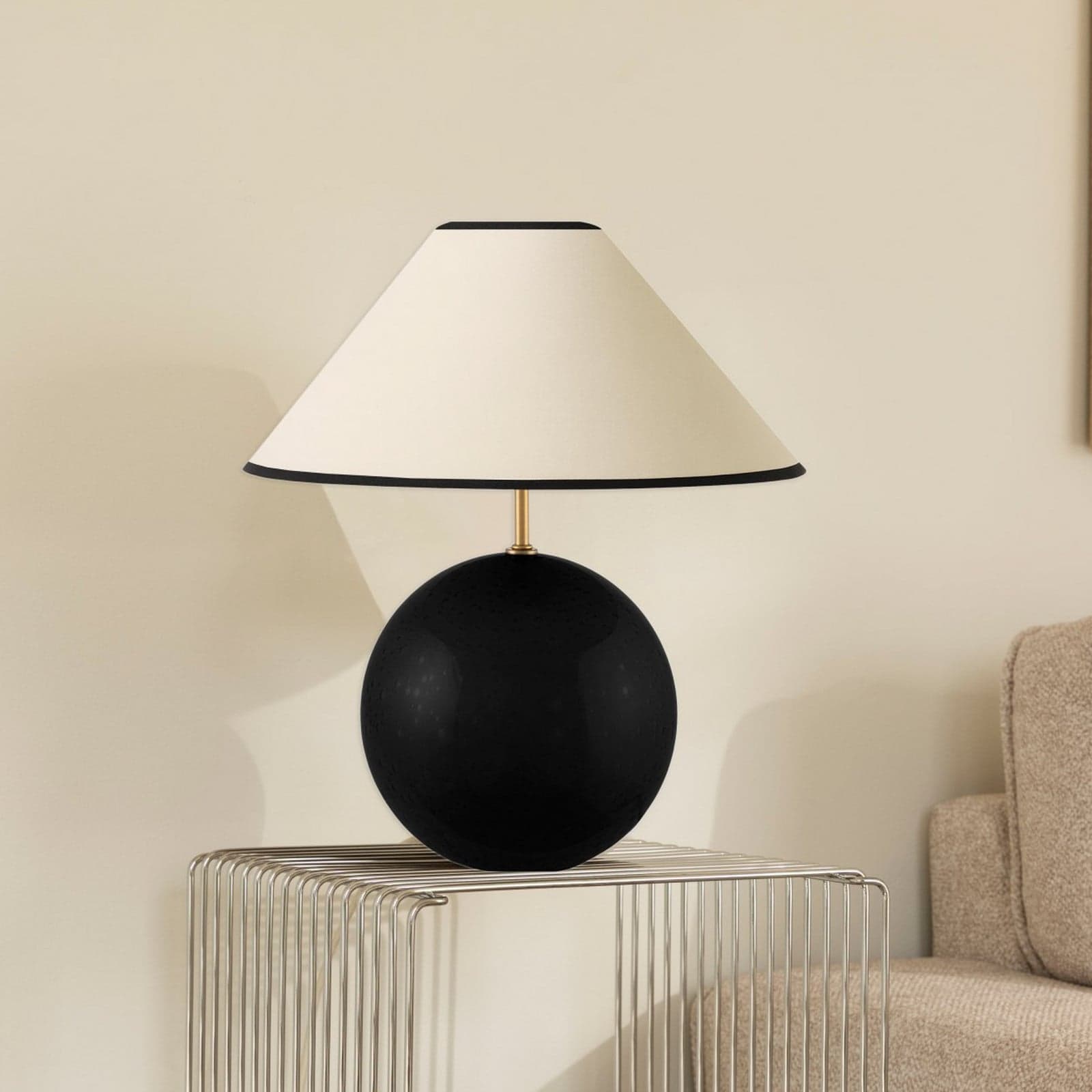 IRIS bordlampe, gul/svart, høyde 39 cm - Globen Lighting - Stue - Vintage - Stoff / Tekstil - Med en lyskilde