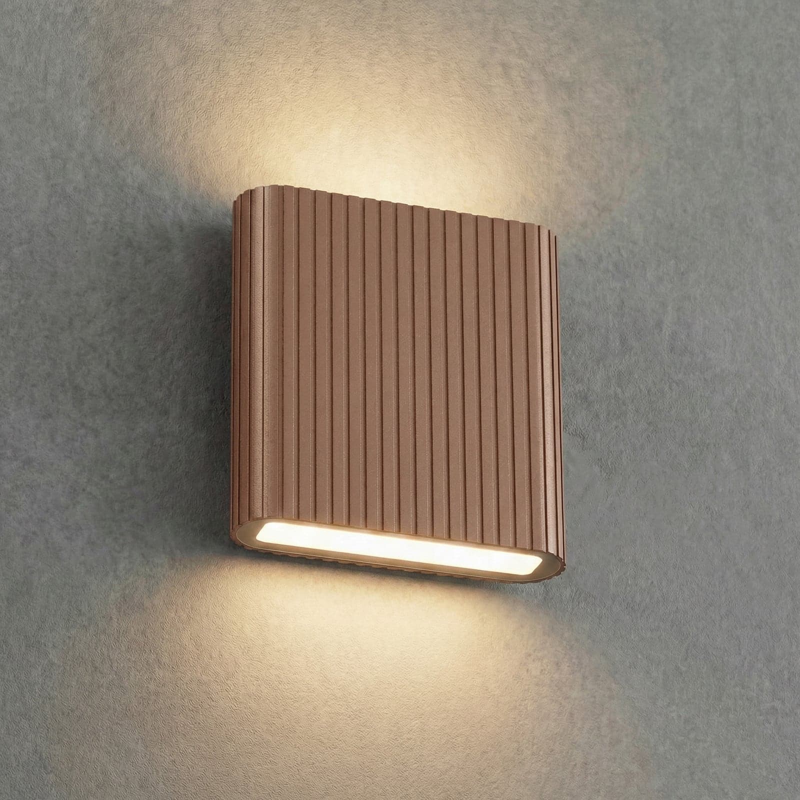 Raija utendørs LED-vegglampe, mørkebrun, 19 cm, CCT – Lucande - Moderne - Aluminium - Kantet