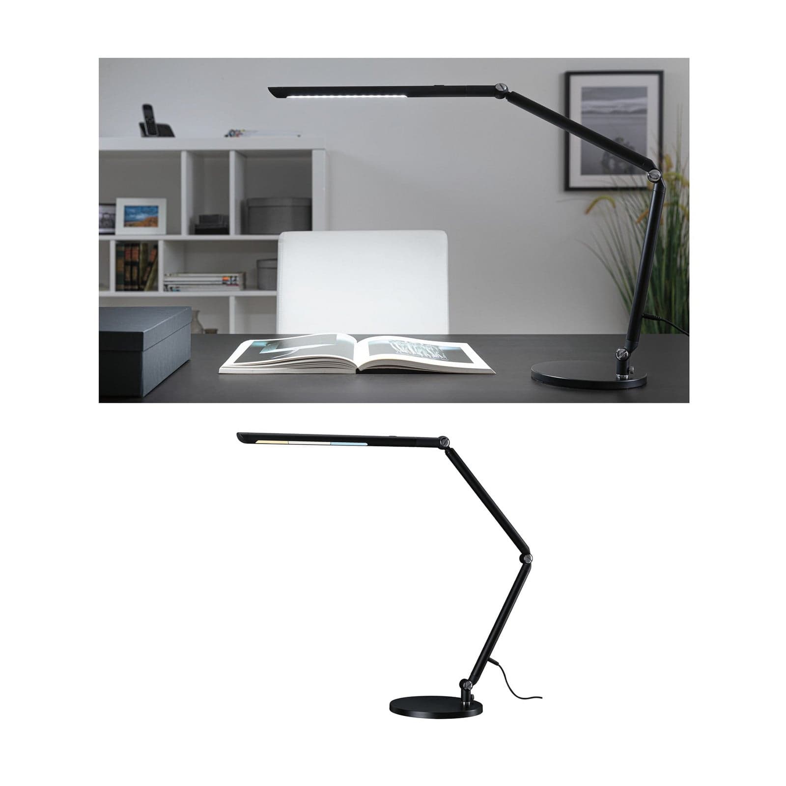 FlexBar LED-skrivebordslampe, svart, 36 cm, CCT – Paulmann - Arbeidsrom / kontor - Moderne - Metall - Med en lyskilde