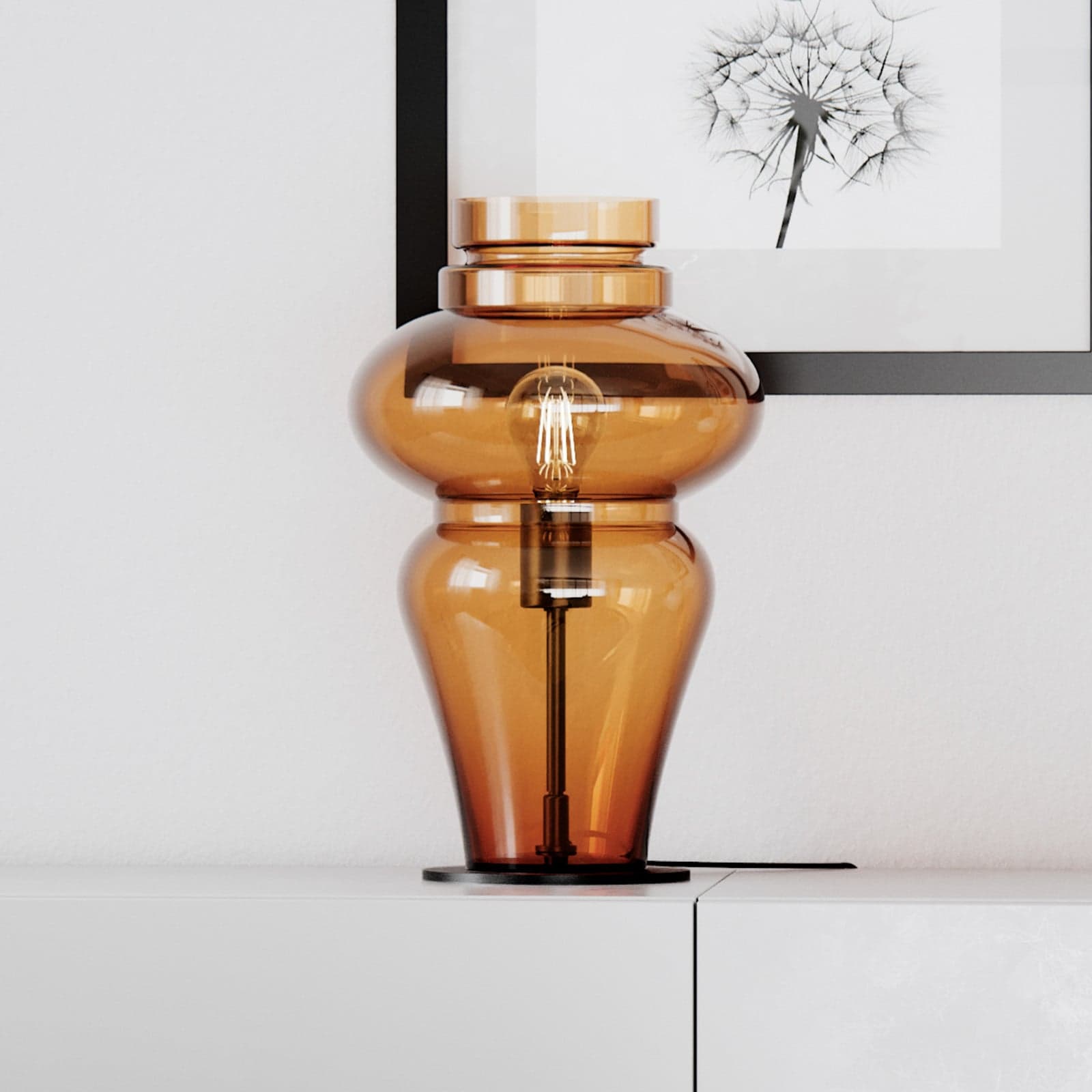 Dolores bordlampe Brandy - By Rydéns - Stue - Skandinavisk - Glass - Med skjerm