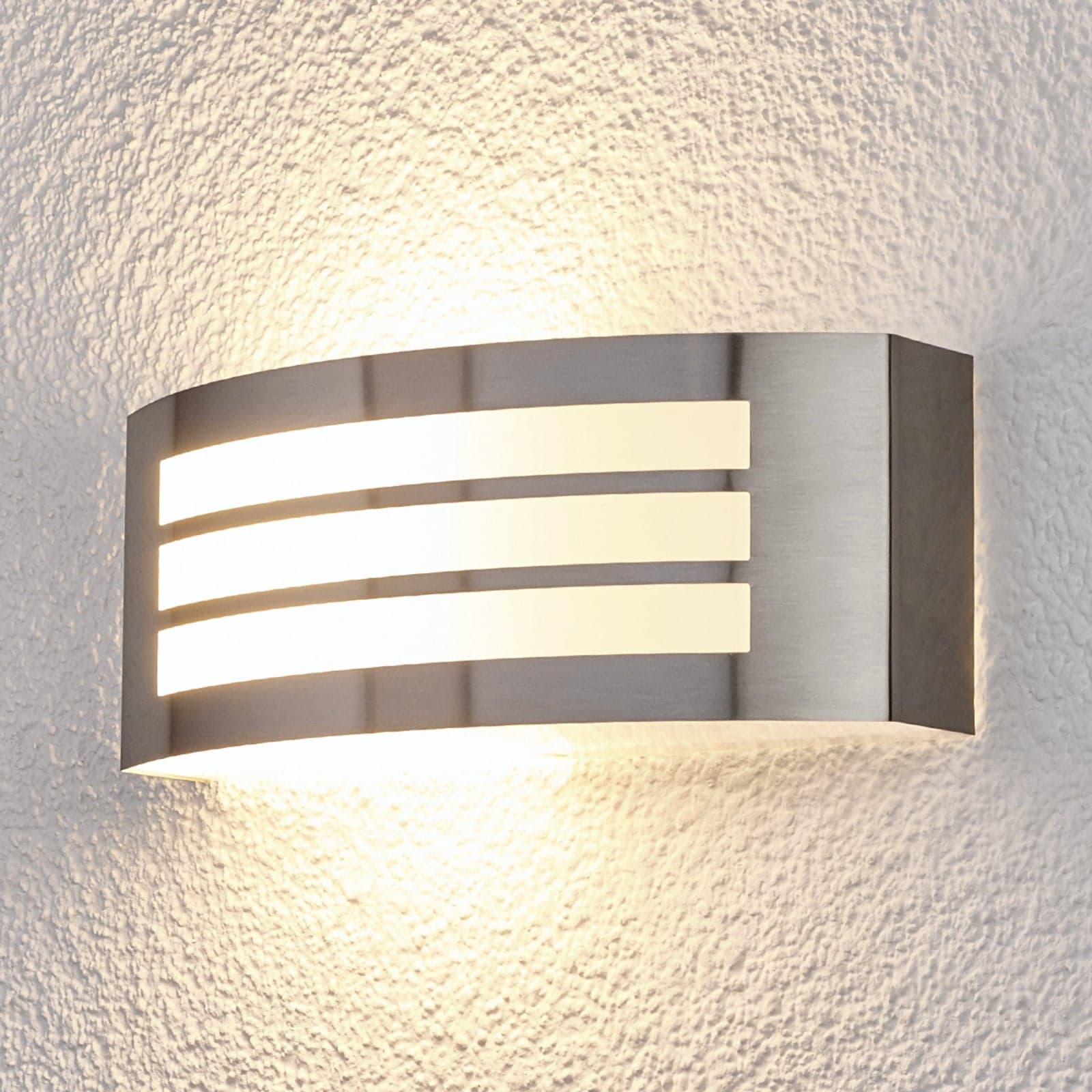 Raja Striped Utendørs Vegglampe Stainless Steel - Lindby - Balkong - Moderne - Rustfritt stål - Kantet