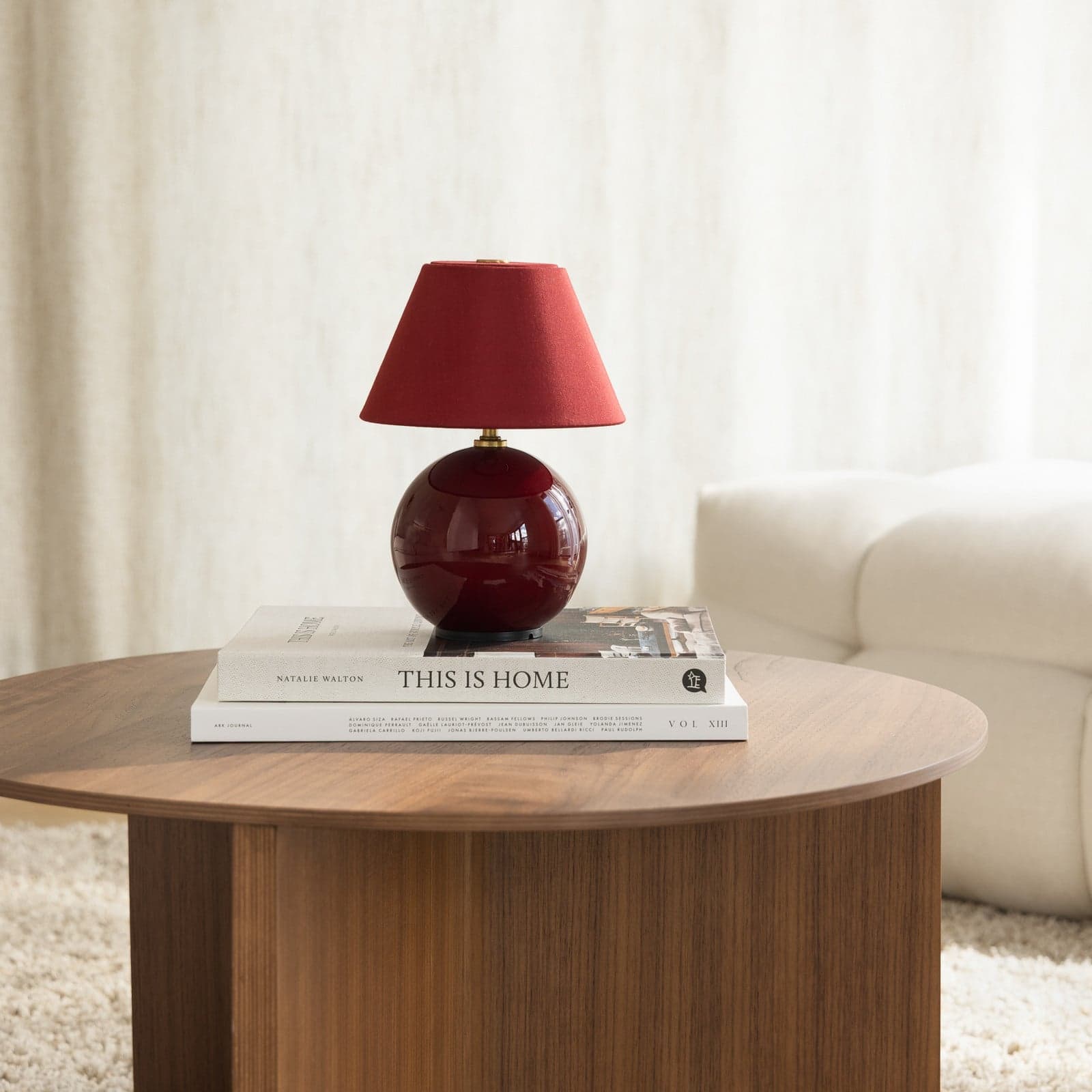 Iris 16 LED-batteridrevet bordlampe rød Texti - Globen Lighting - Stue - Design - Stoff / Tekstil - Med en lyskilde