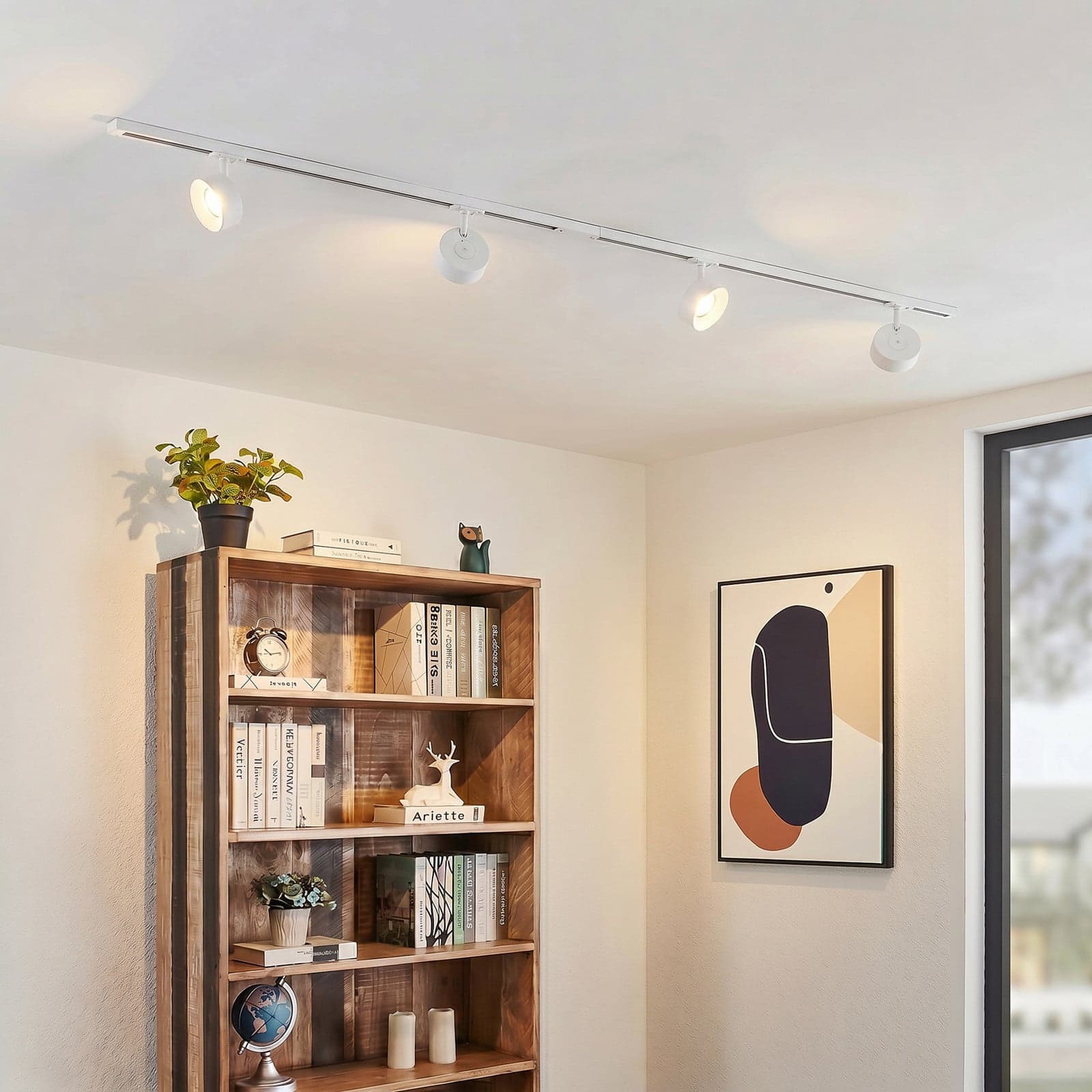 Linaro skinnesystem, Ø 9,5 cm, 4 lyskilder, LED, hvit – Lindby - Arbeidsrom / kontor - Moderne - Metall - Med flere lyskilder