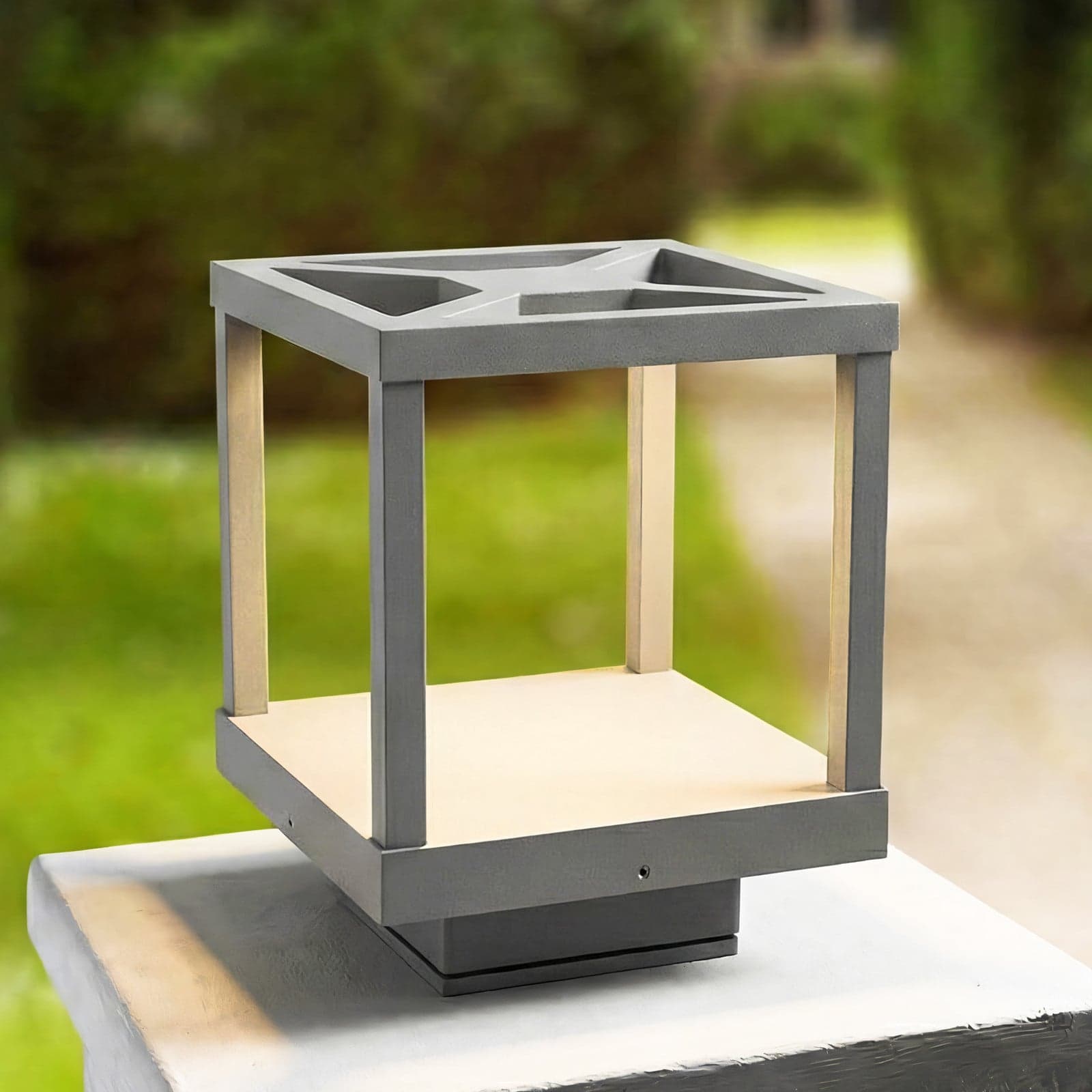 Lealan LED-sokkellampe, 23 cm, IP54, grå, metall - Lucande - Terrasse - Moderne - Aluminium - Kantet