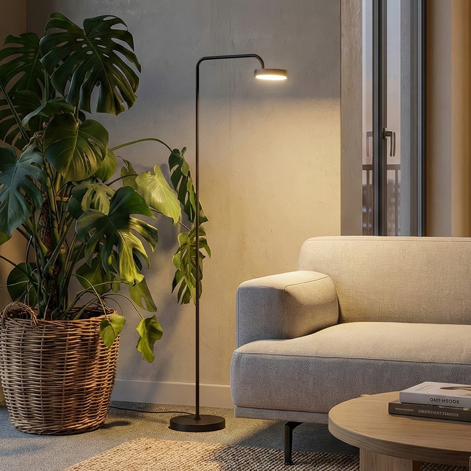 Nivo LED-gulvlampe, svart, høyde 120 cm, 50° dimmer – Sigor - Stue - Moderne - Aluminium - Med en lyskilde