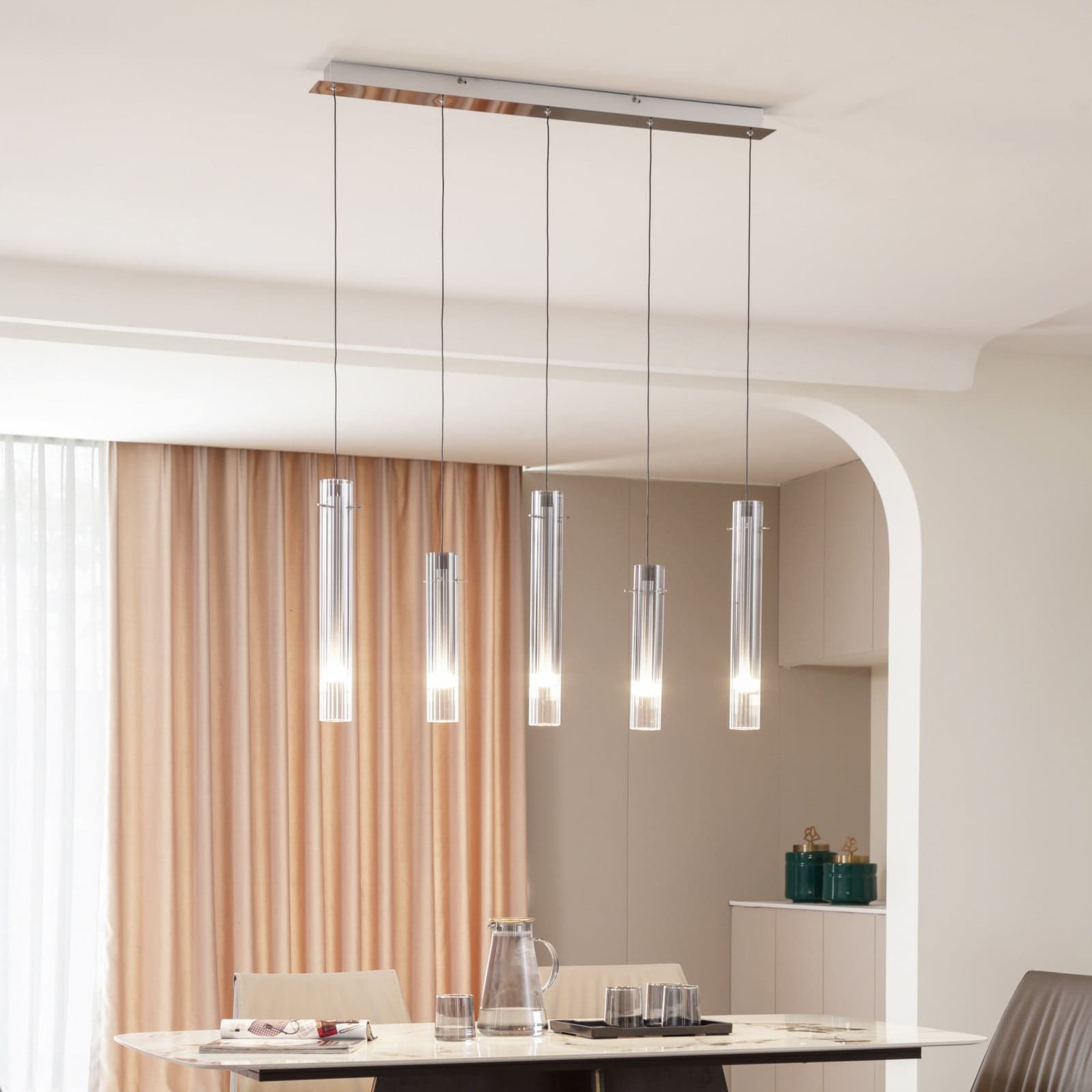 Korvitha 5 LED Pendel Smoke/Silver - Lucande - Kjøkken - Moderne - Glass - Med flere lyskilder