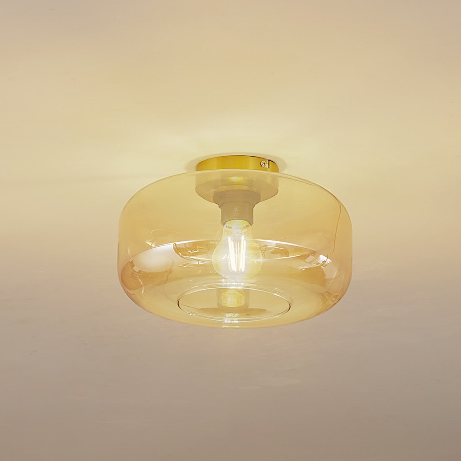 Hildur taklampe Ø 28,5 cm rav glass - Lindby - Spisestue - Med en lyskilde