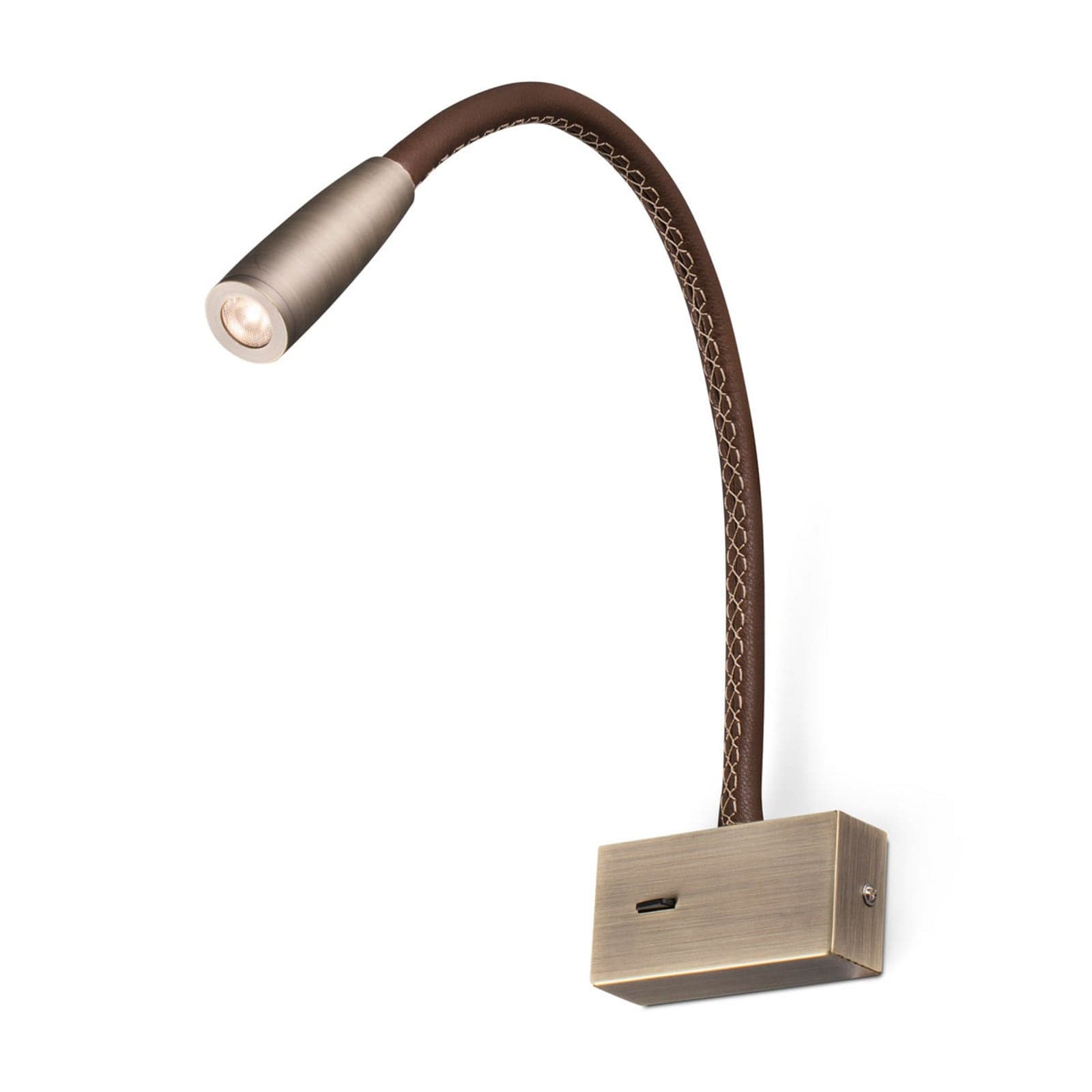 Lead LED-leselampe for lesing, brun, metall/lær – Faro FARO BARCELONA - Soverom - Moderne - Med en lyskilde