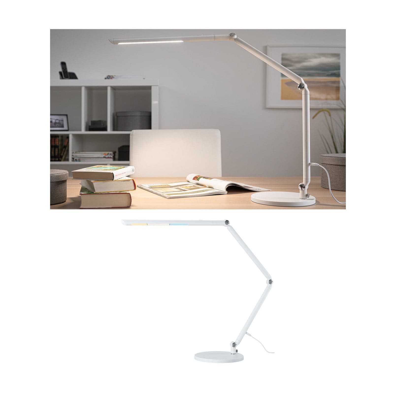 FlexBar LED-skrivebordslampe, hvit, 36 cm, CCT – Paulmann - Arbeidsrom / kontor - Moderne - Metall - Med en lyskilde