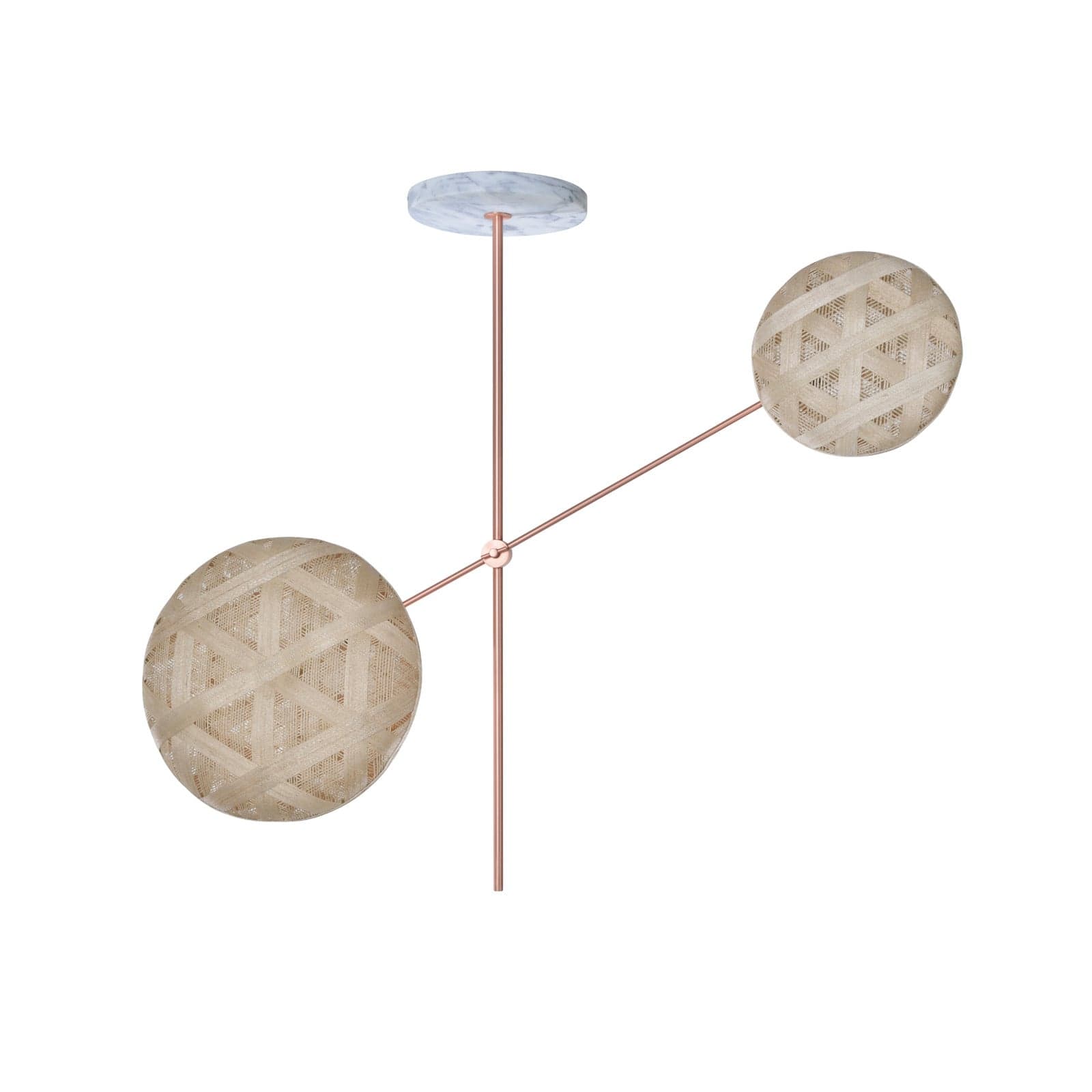 Chanpen 2L hengelampe, 2 lyskilder, beige/kobber - Forestier - Spisestue - Design - Med flere lyskilder