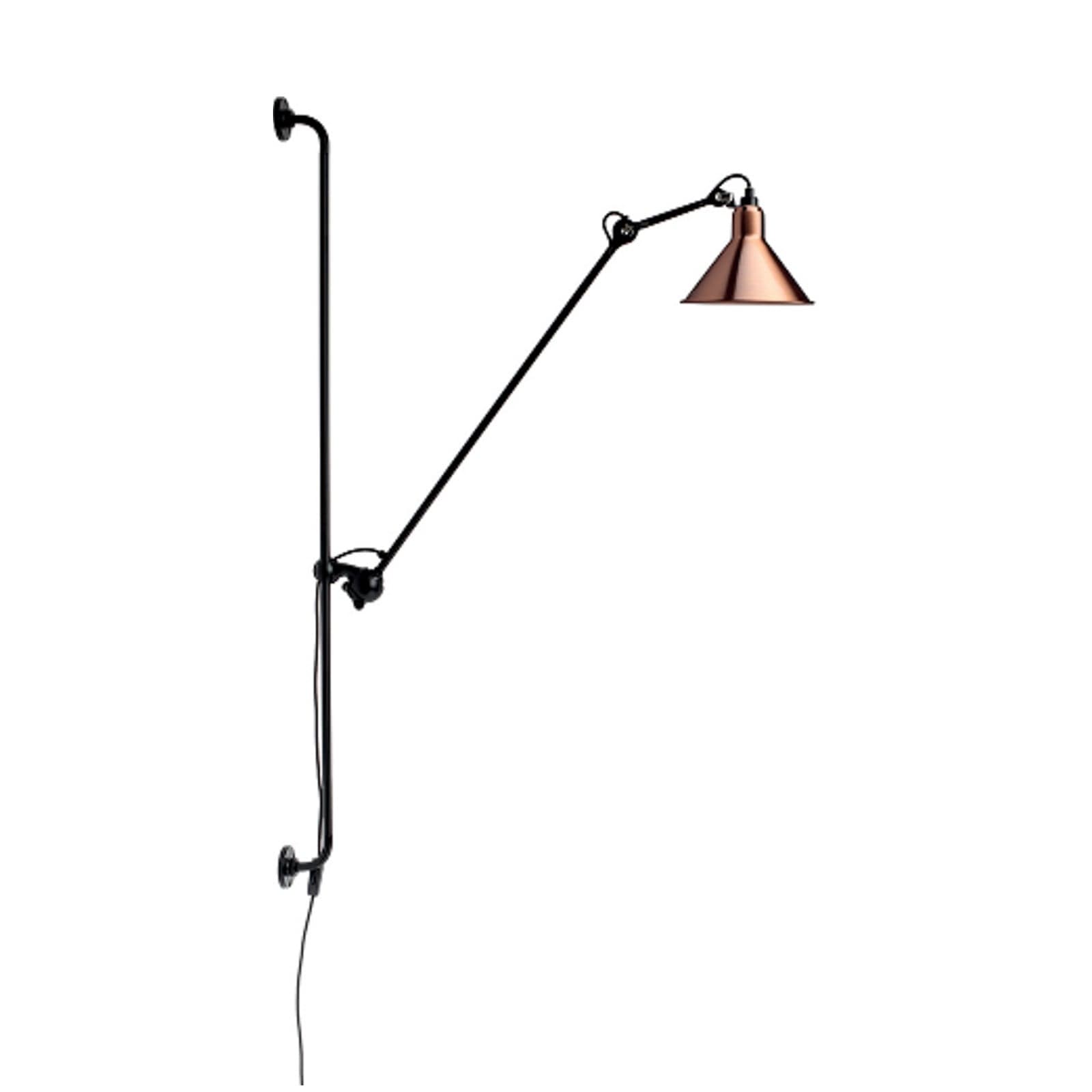 214 Vegglampe Round svart/kobber/hvit – Lampe Gras 214 Round - Stue - Design - Metall - Med en lyskilde