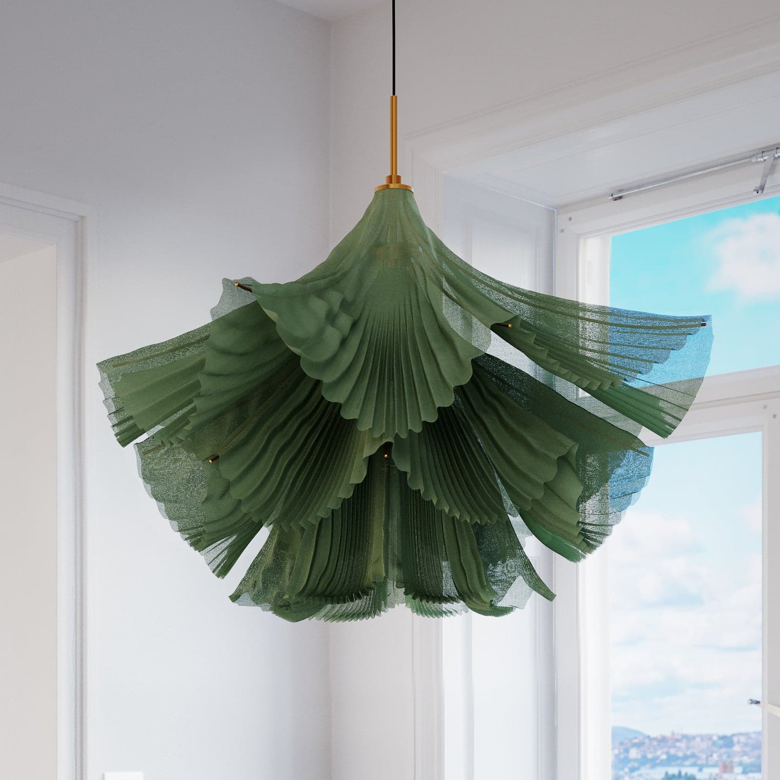 Juliette hengelampe, grønn, metall, tyll, 75 cm, E27 – By Rydéns - Spisestue - Design - Med en lyskilde