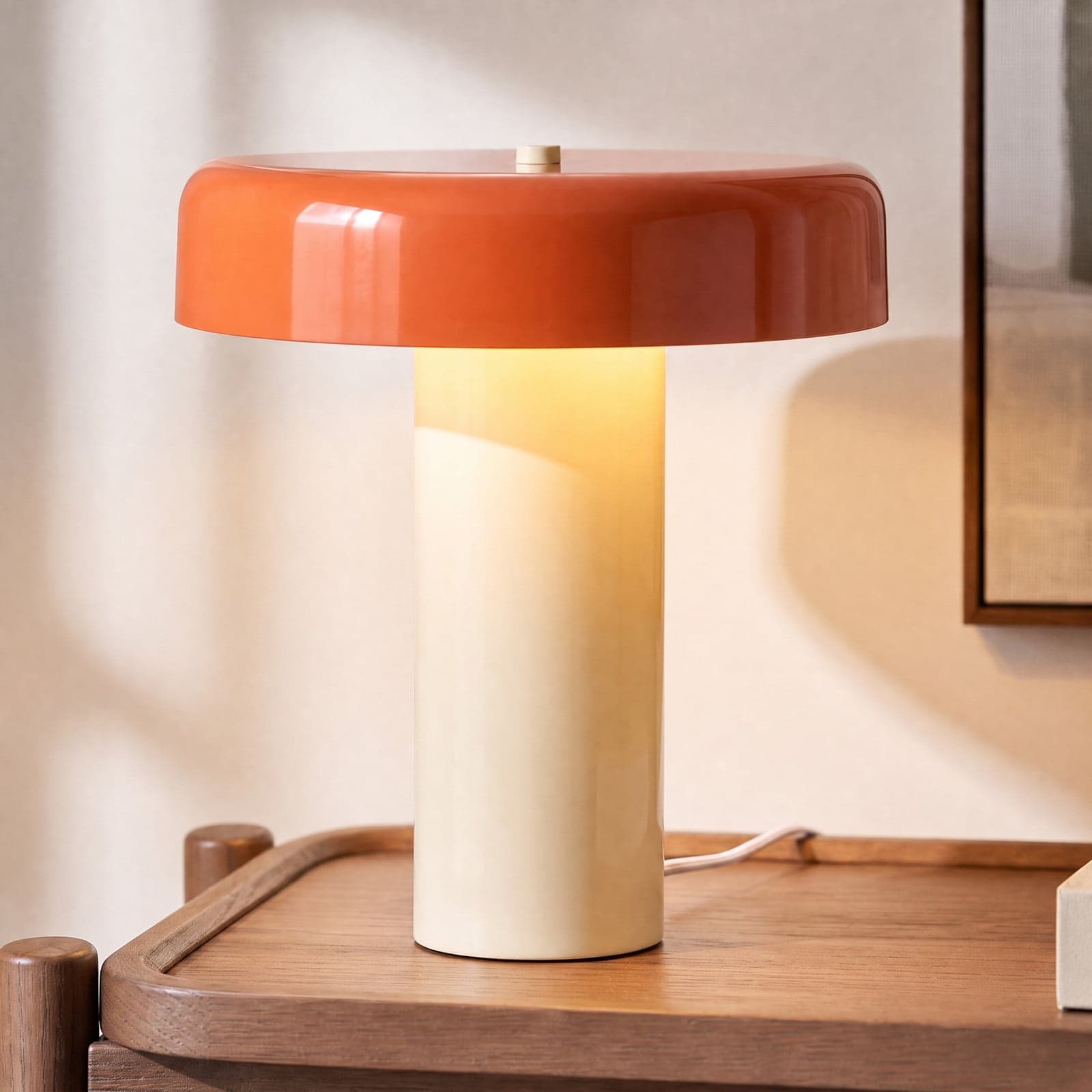 Dionne bordlampe, 33 cm, oransje/beige, E14, metall – Nola - Stue - Moderne - Sopp