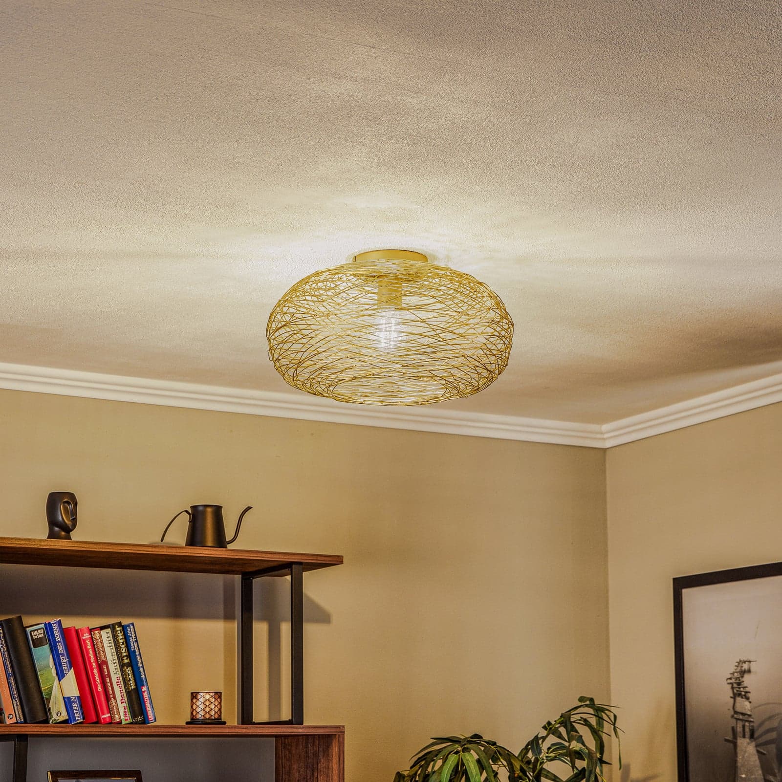 Kaviya Taklampe Ø40 Guld - Lindby - Stue - Design - Metall - Rund