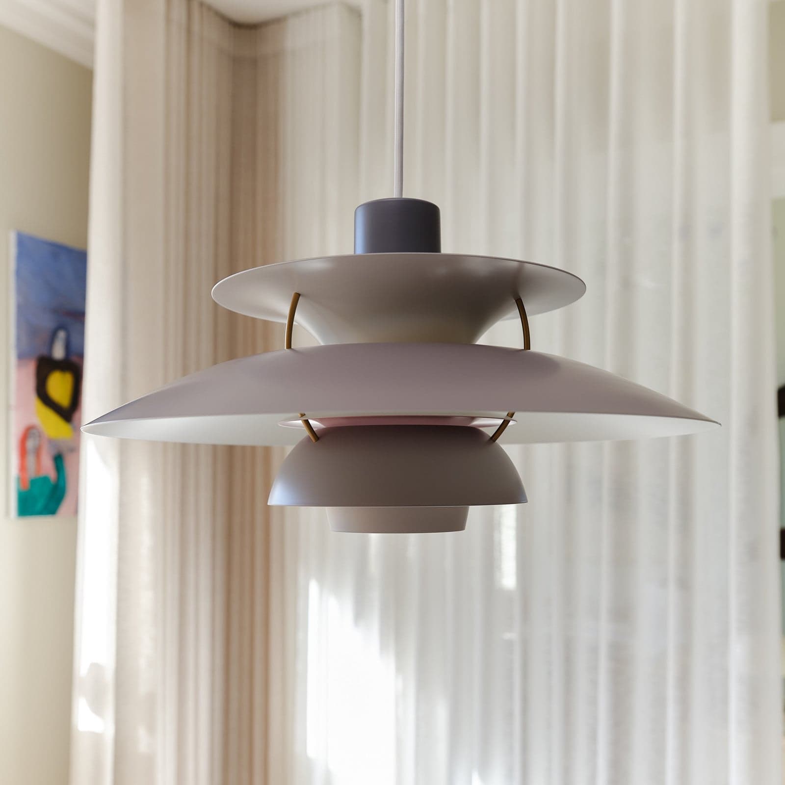 PH 5 500 designpendellampe, grå, Ø 50 cm – Louis Poulsen - Stue - Metall - Med en lyskilde